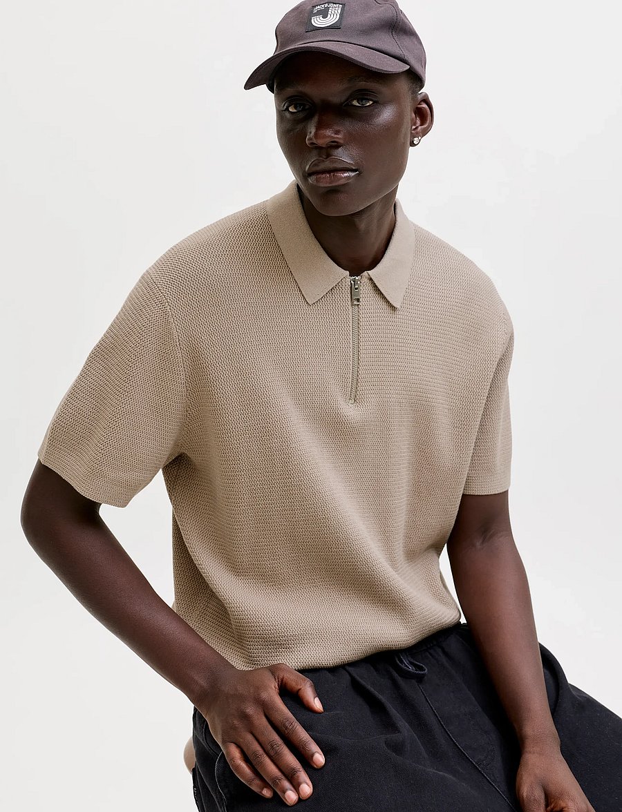 Jack & Jones - JJMAX KNIT ZIP POLO SS - prjónaðir pólóbolir - string - 5