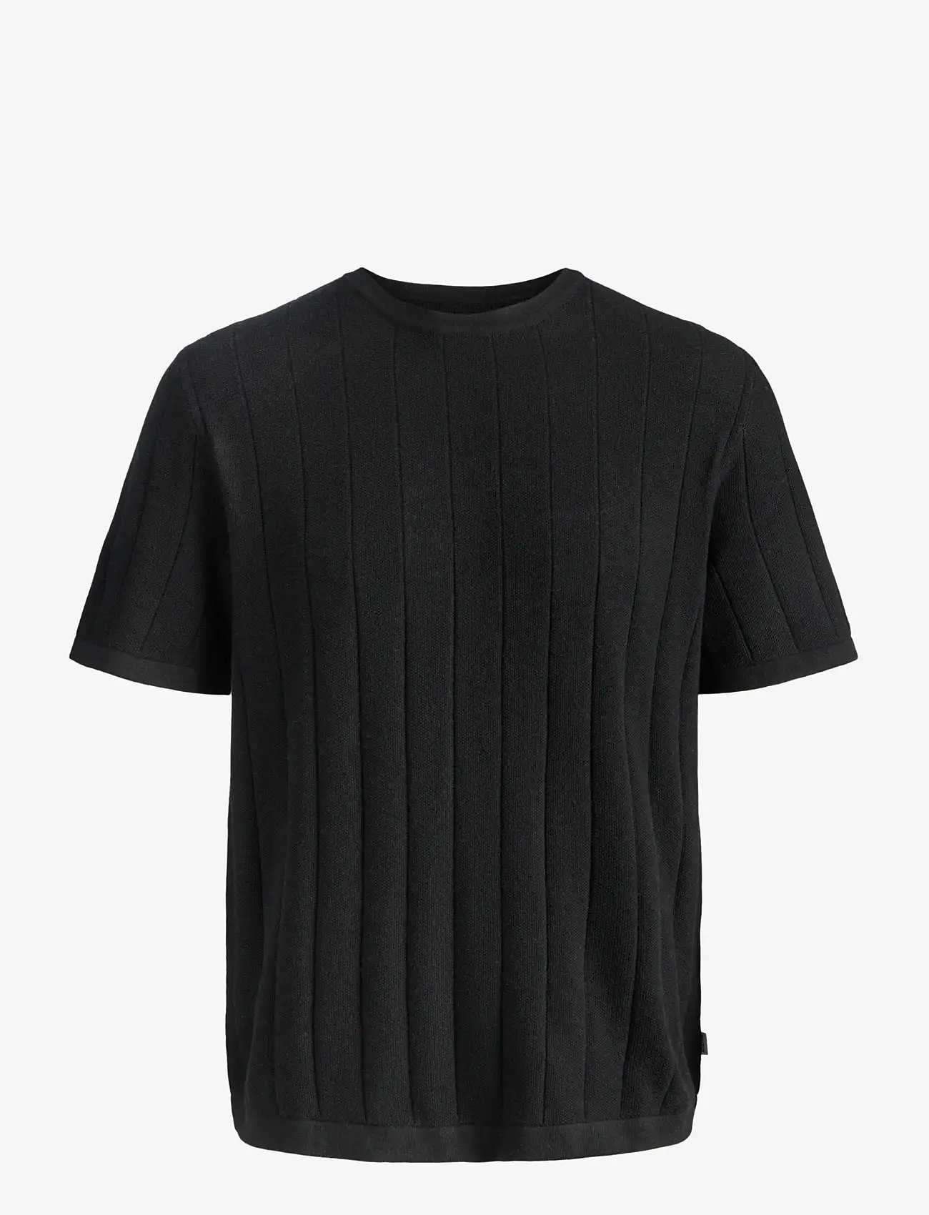 Jack & Jones - JJEBRADLEY KNIT TEE SS LN - kortærmede t-shirts - black - 1