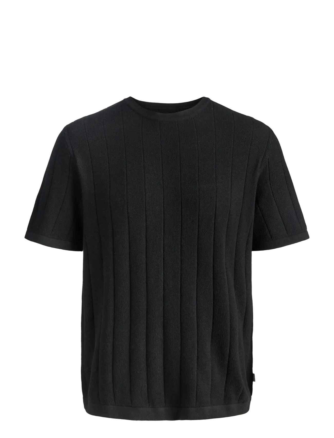 Jack & Jones JJEBRADLEY KNIT TEE SS LN - Basic-Strickmode - BLACK / black