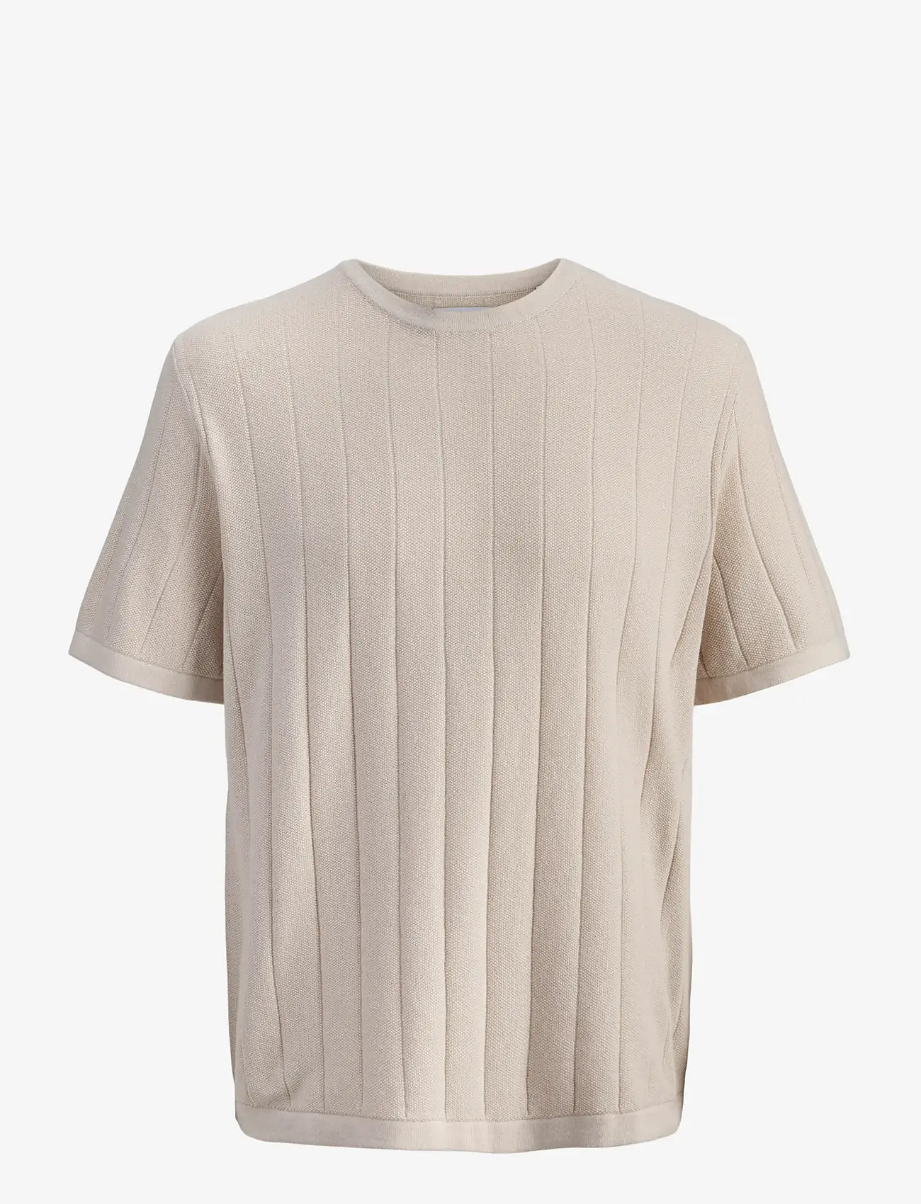 Jack & Jones - JJEBRADLEY KNIT TEE SS LN - kortærmede t-shirts - moonbeam - 1