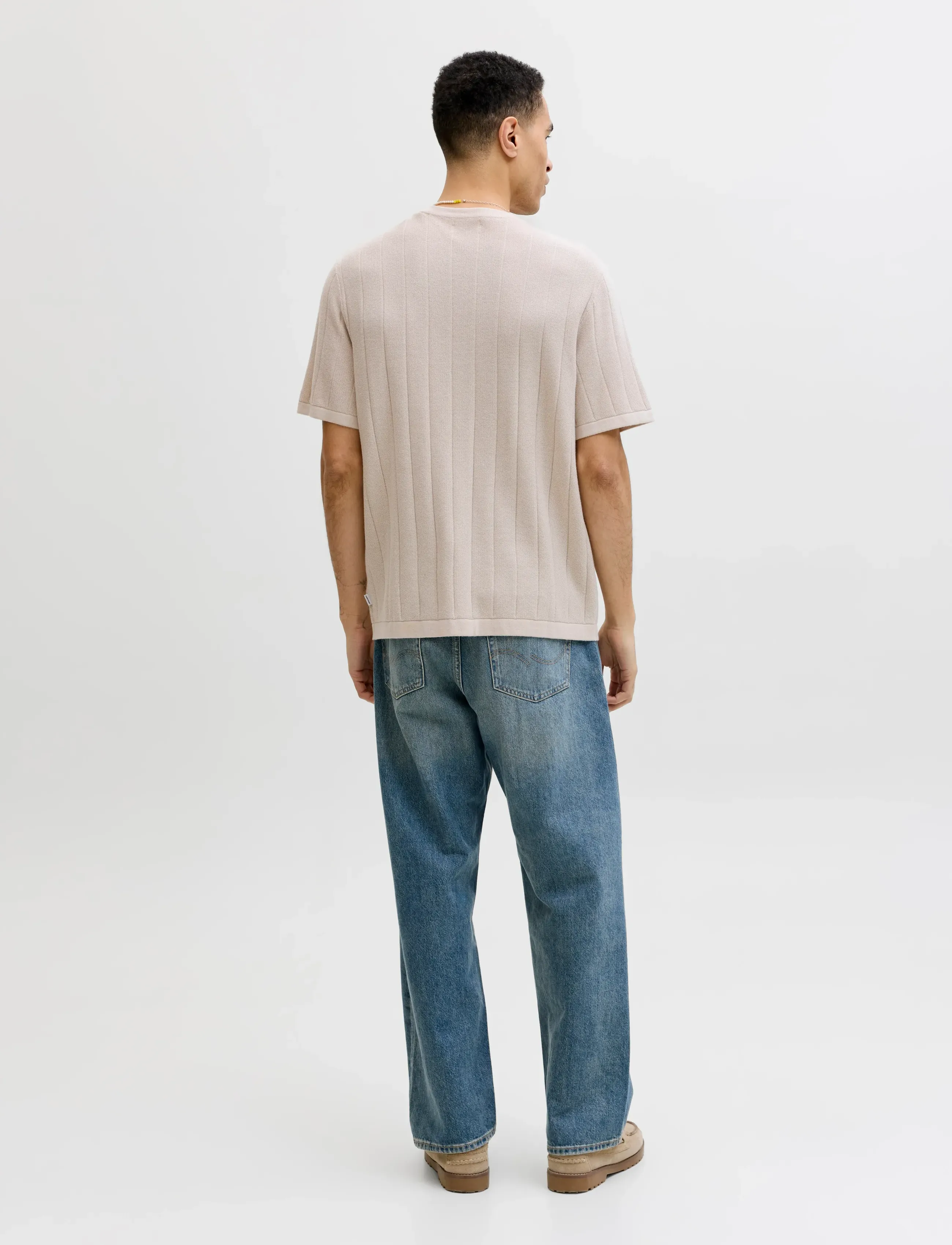 Jack & Jones - JJEBRADLEY KNIT TEE SS LN - short-sleeved t-shirts - moonbeam - 3