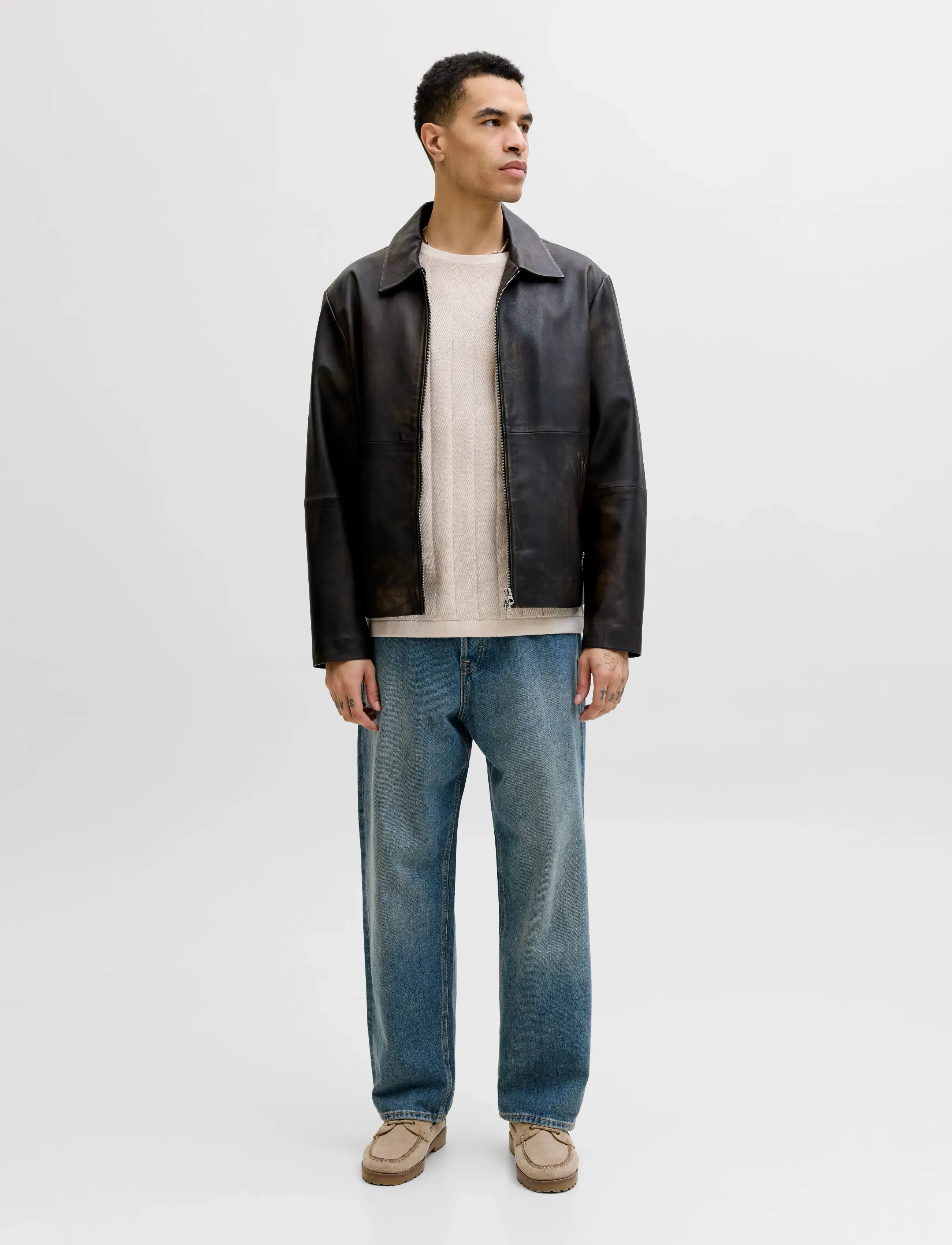 Jack & Jones - JJEBRADLEY KNIT TEE SS LN - short-sleeved t-shirts - moonbeam - 4