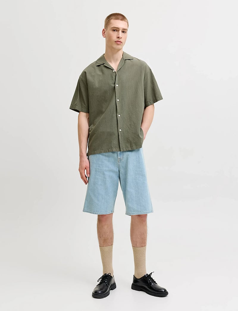 Jack & Jones - JJEBREEZE LINEN BLEND RESORT SHIRT SS SN - leinenhemden - dusty olive - 4