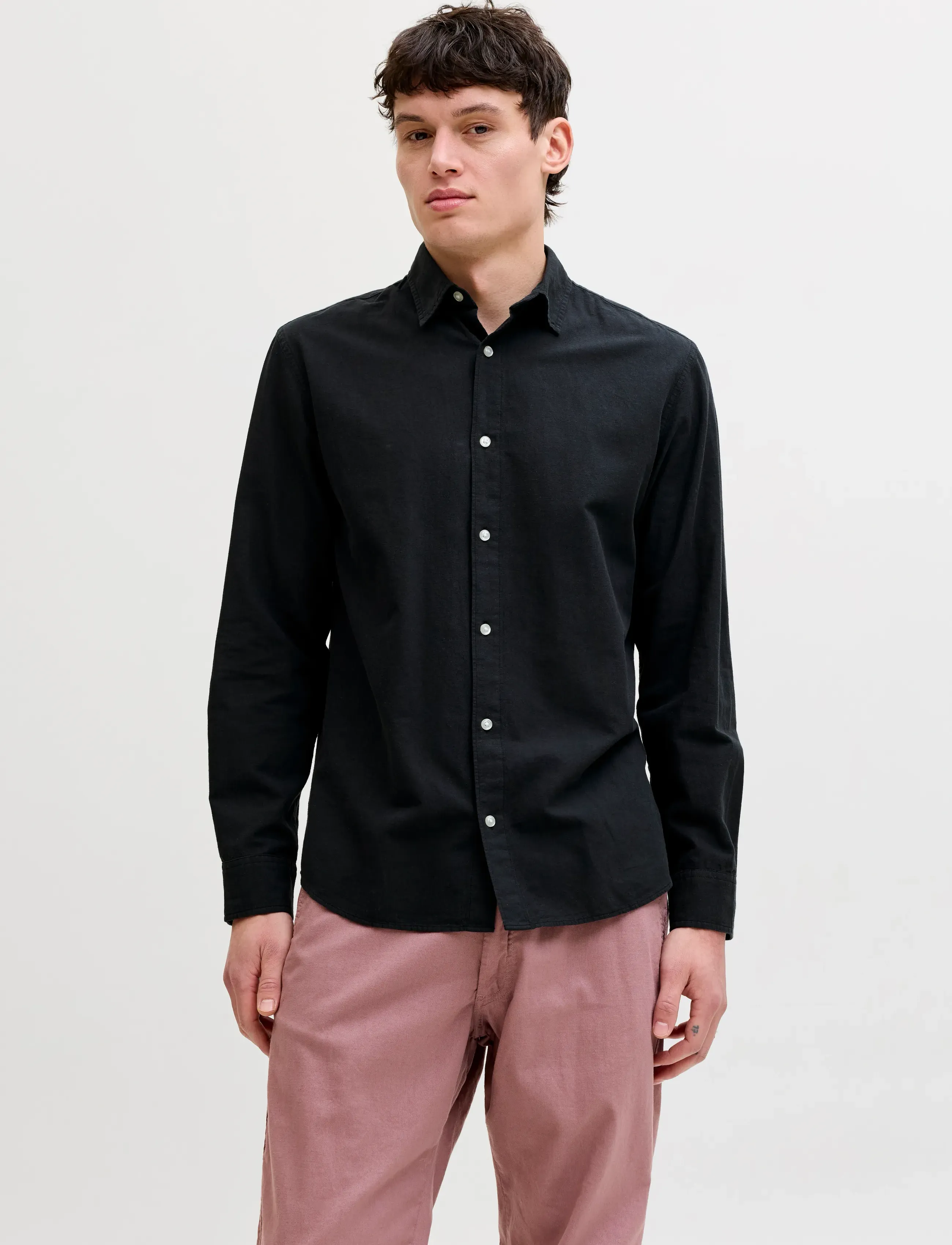 Jack & Jones JJEBREEZE LINEN BLEND SHIRT L/S SN - Casual skjorter - BLACK / black