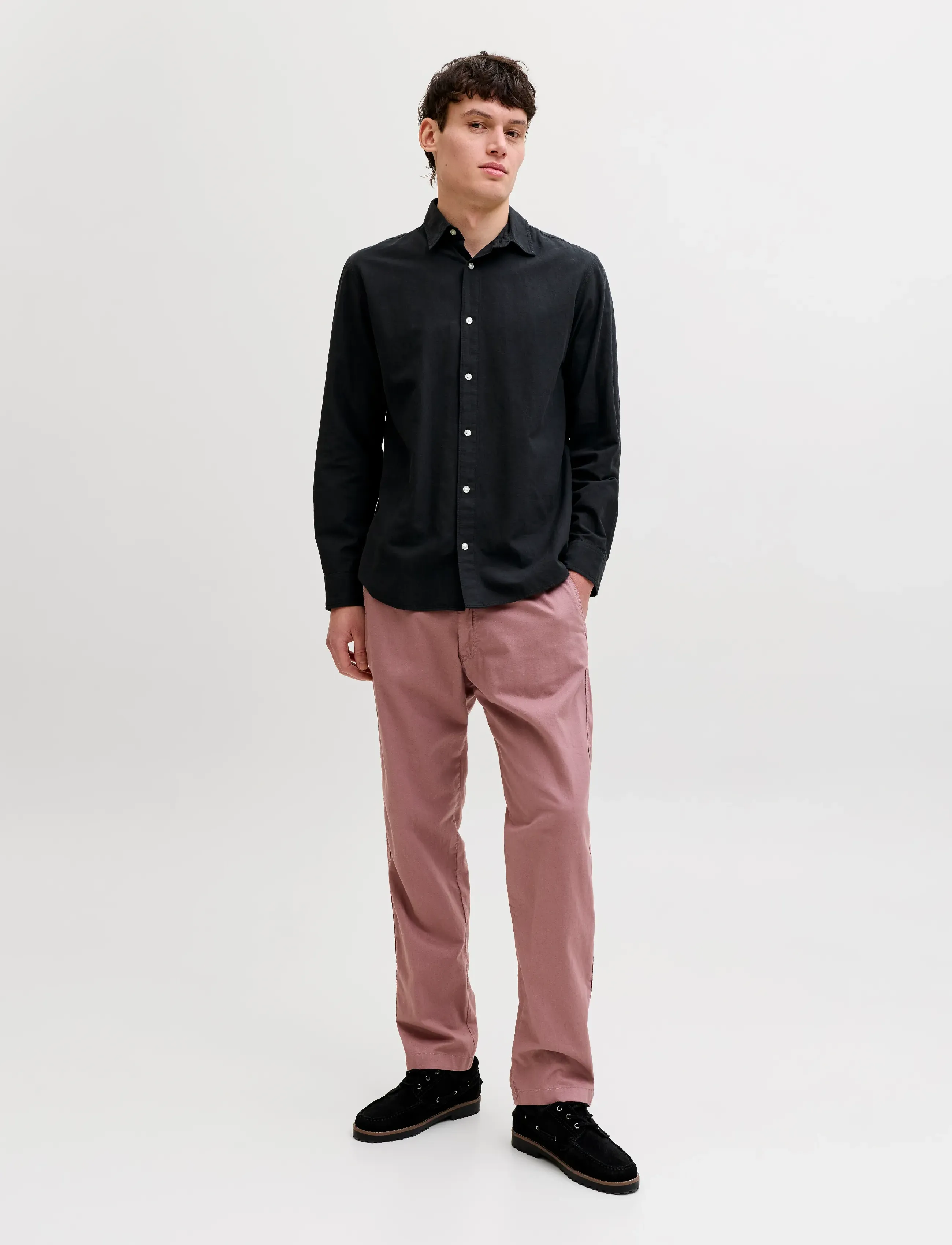 Jack & Jones - JJEBREEZE LINEN BLEND SHIRT L/S SN - hørskjorter - black - 3