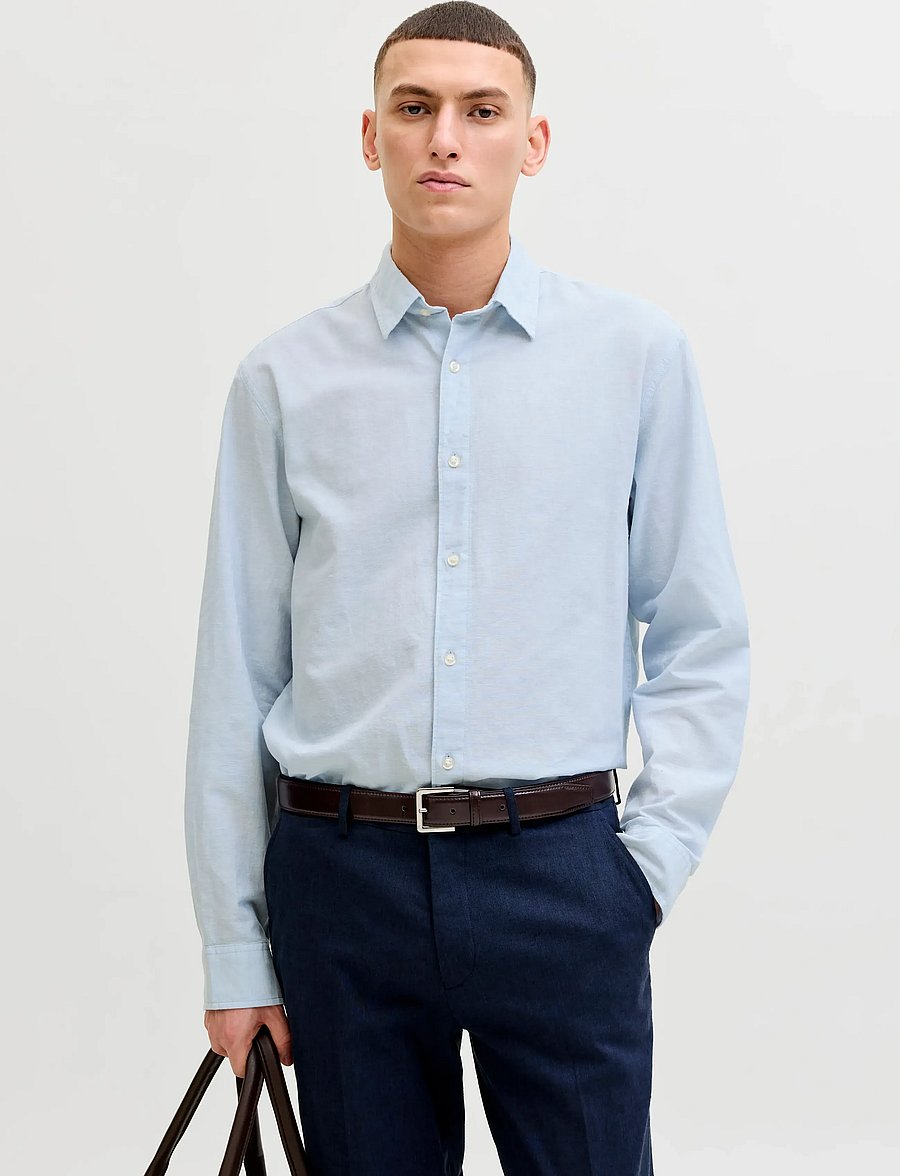 Jack & Jones - JJEBREEZE LINEN BLEND SHIRT L/S SN - linased särgid - celestial blue - 0