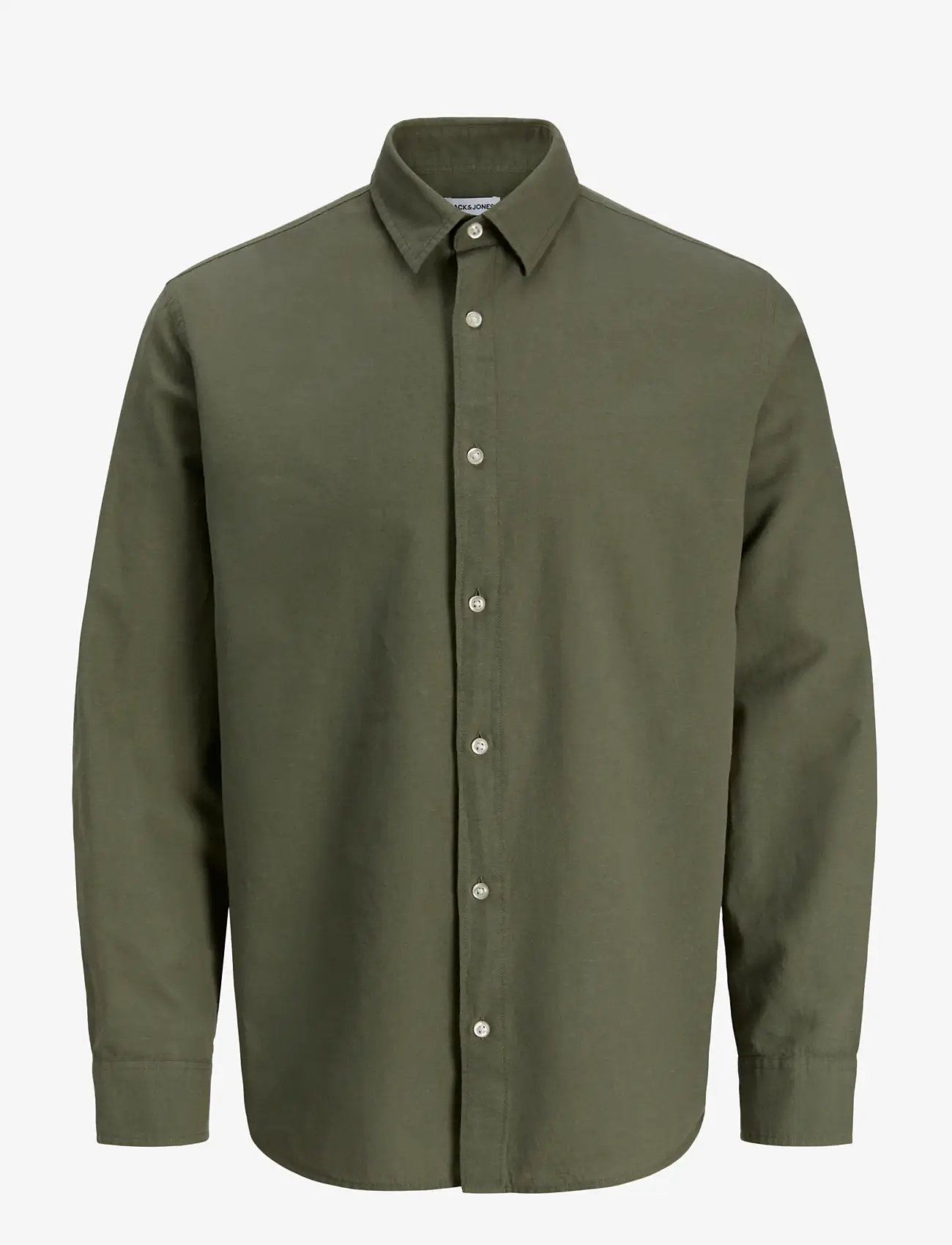 Jack & Jones - JJEBREEZE LINEN BLEND SHIRT L/S SN - linneskjortor - dusty olive - 1