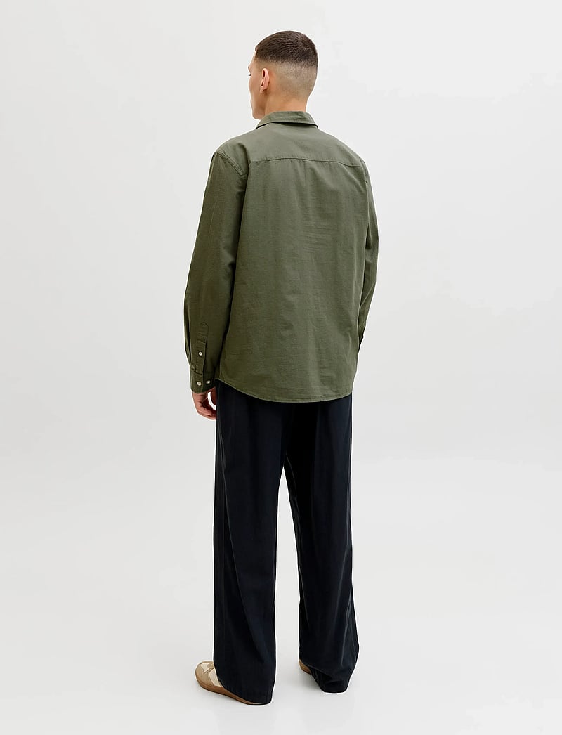 Jack & Jones - JJEBREEZE LINEN BLEND SHIRT L/S SN - linneskjortor - dusty olive - 2