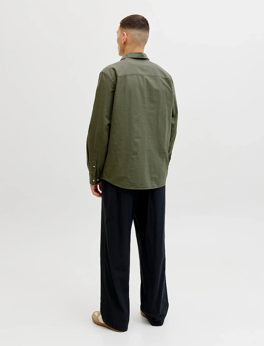 Jack & Jones - JJEBREEZE LINEN BLEND SHIRT L/S SN - hørskjorter - dusty olive - 2