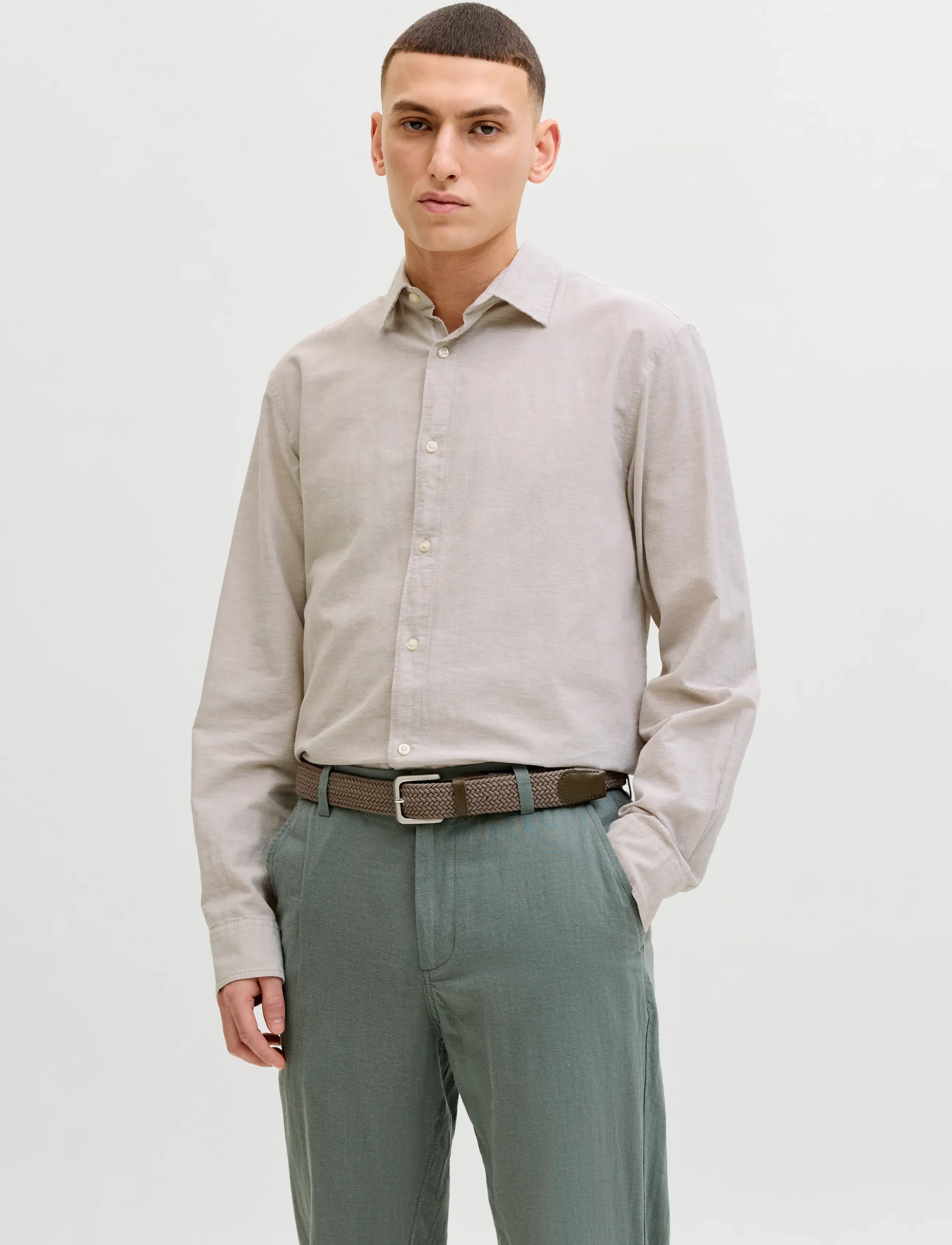 Jack & Jones JJEBREEZE LINEN BLEND SHIRT L/S SN - Casual skjorter - STRING / beige