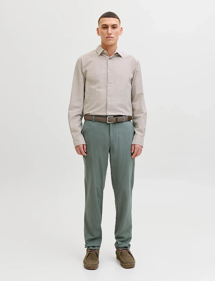 Jack & Jones - JJEBREEZE LINEN BLEND SHIRT L/S SN - hørskjorter - string - 3