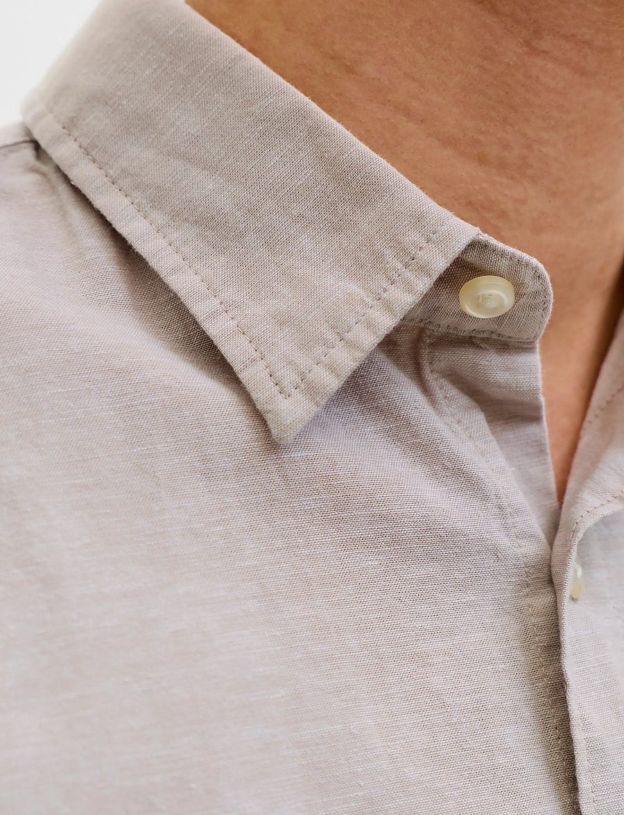 Jack & Jones - JJEBREEZE LINEN BLEND SHIRT L/S SN - hørskjorter - string - 4