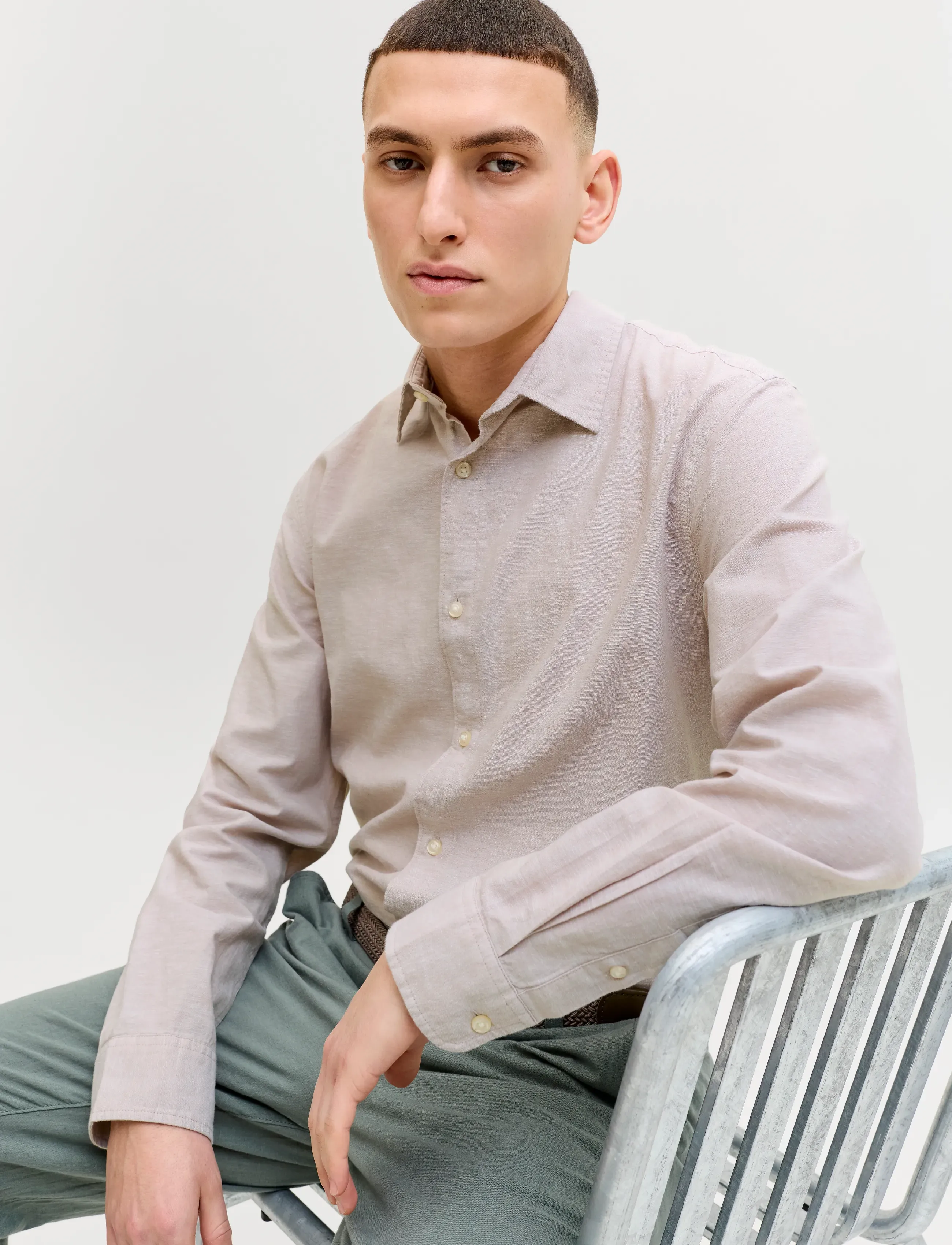 Jack & Jones - JJEBREEZE LINEN BLEND SHIRT L/S SN - hørskjorter - string - 5