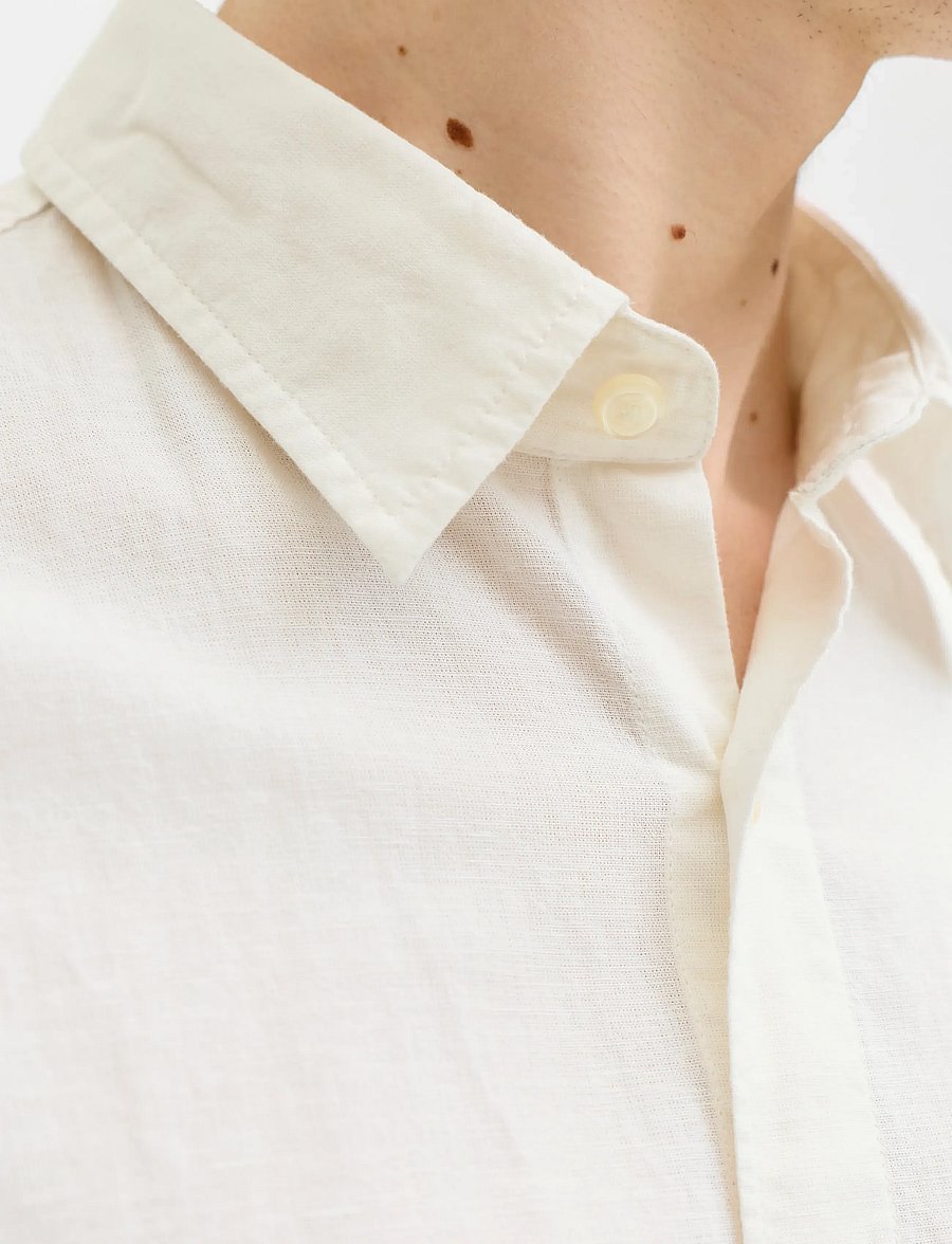Jack & Jones - JJEBREEZE LINEN BLEND SHIRT L/S SN - linnen overhemden - white - 4