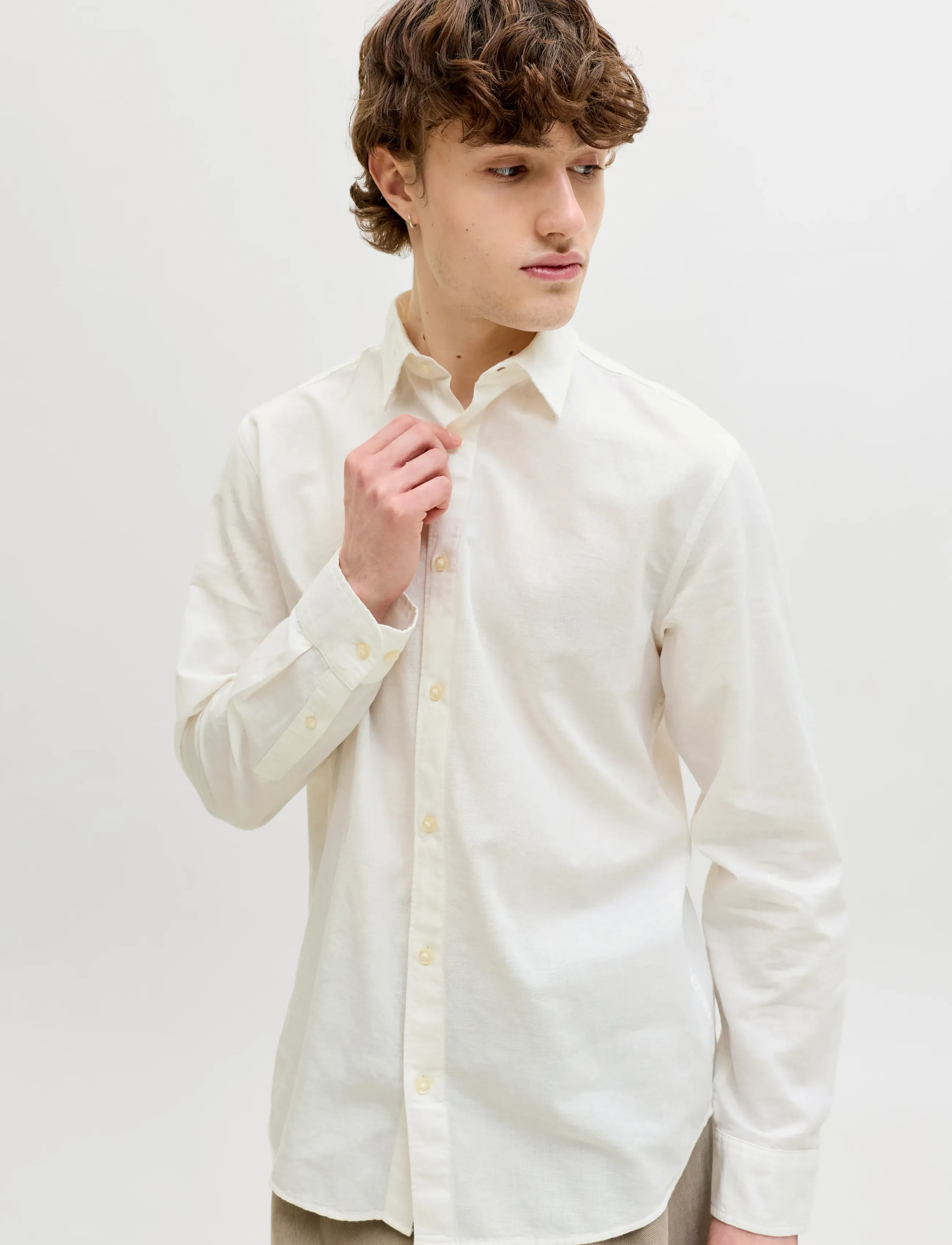 Jack & Jones - JJEBREEZE LINEN BLEND SHIRT L/S SN - linnen overhemden - white - 5
