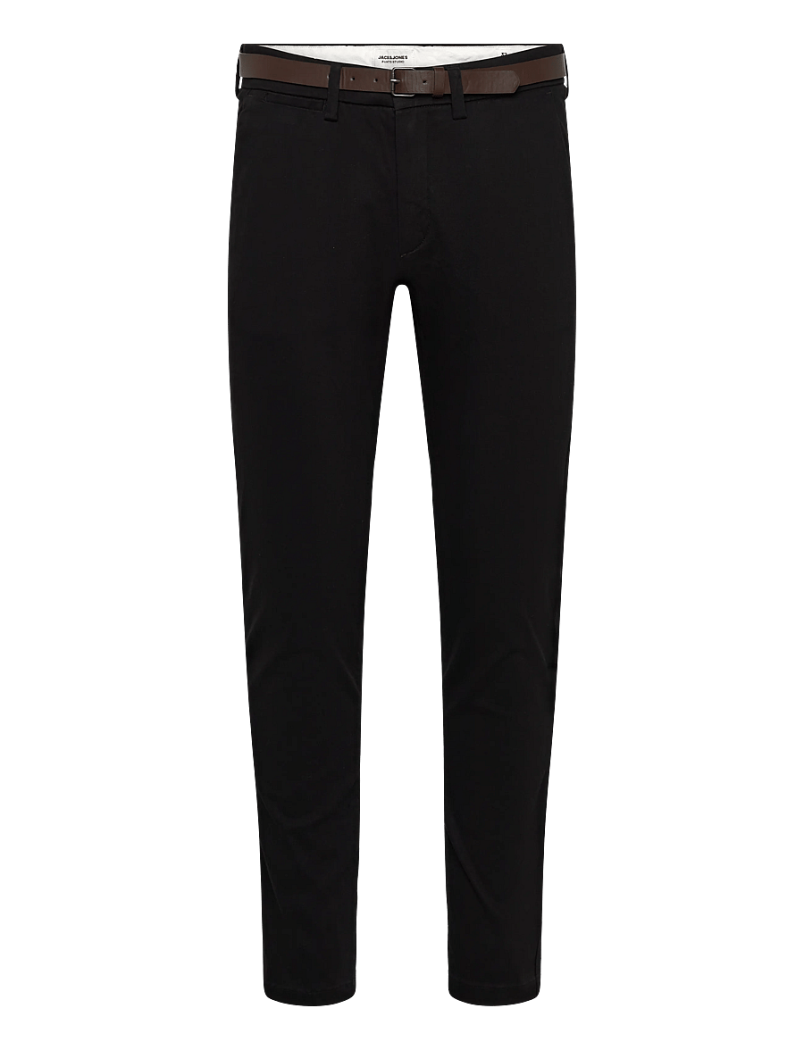 Jack & Jones - JPSTMARCO ADAM BELTED CHINO - chino stila bikses - black - 0