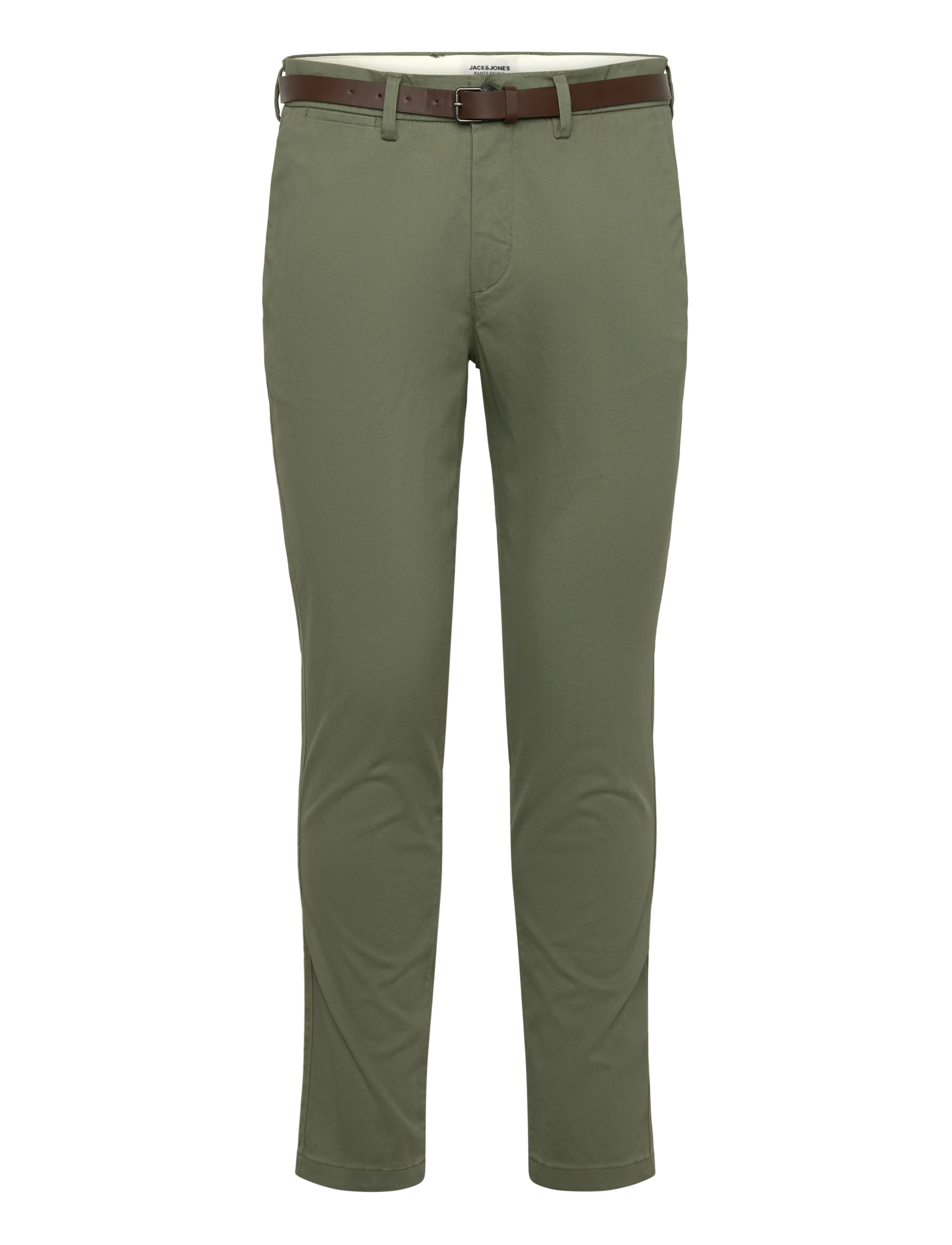Jack & Jones JPSTMARCO ADAM BELTED CHINO - Hosen - DEEP LICHEN GREEN / khaki/green