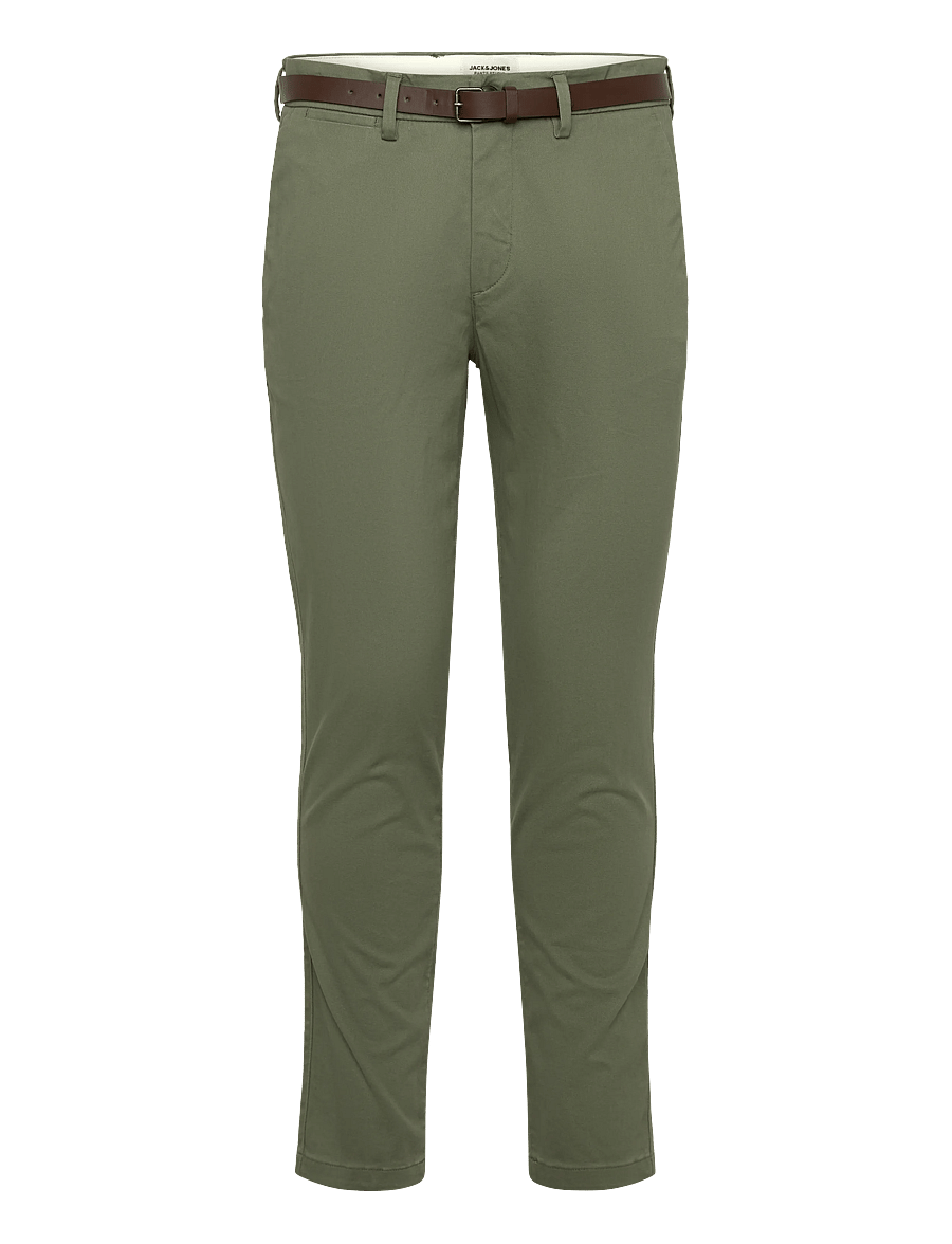 Jack & Jones - JPSTMARCO ADAM BELTED CHINO - chinos - deep lichen green - 0