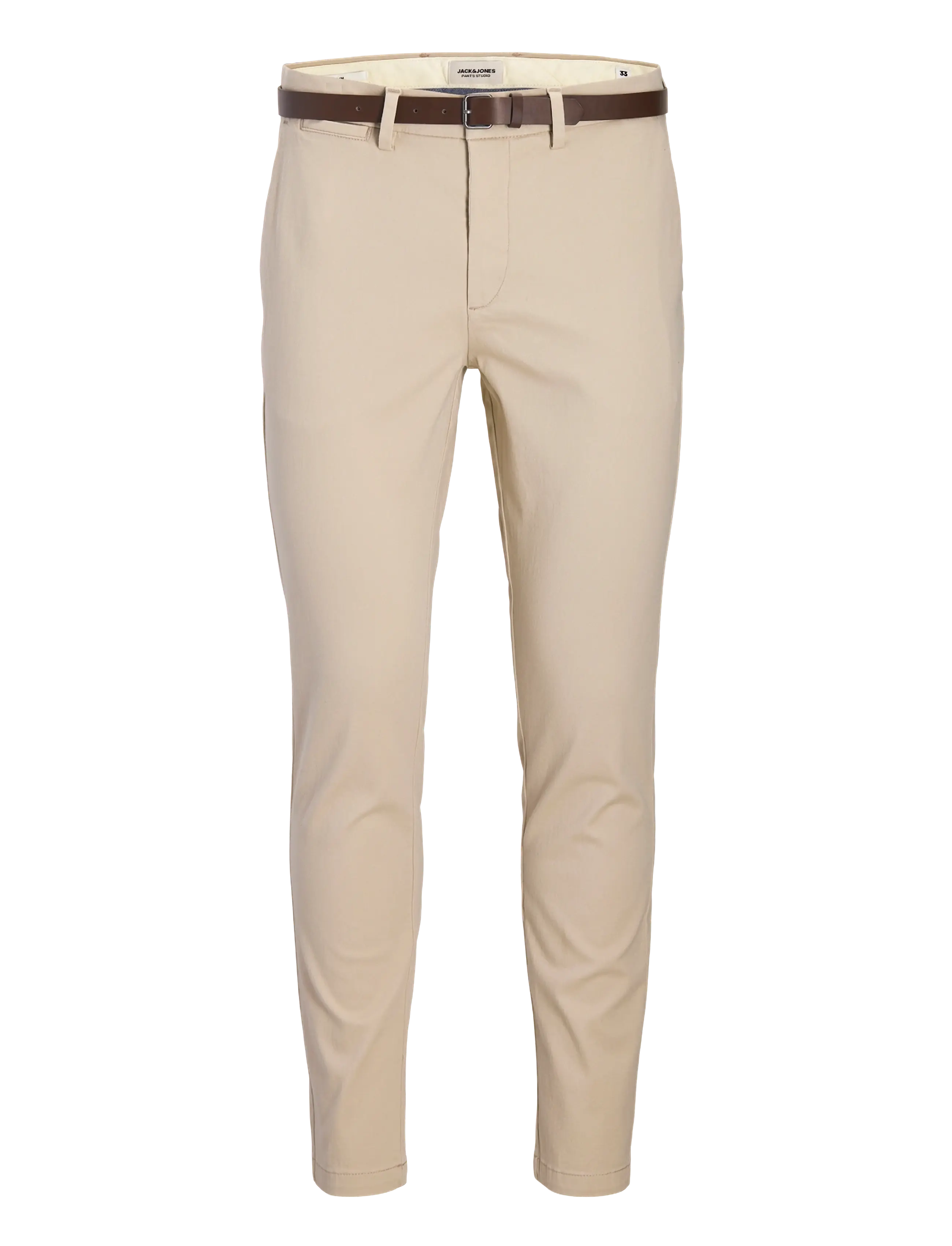 Jack & Jones JPSTMARCO ADAM BELTED CHINO - Hosen - STRING / cream