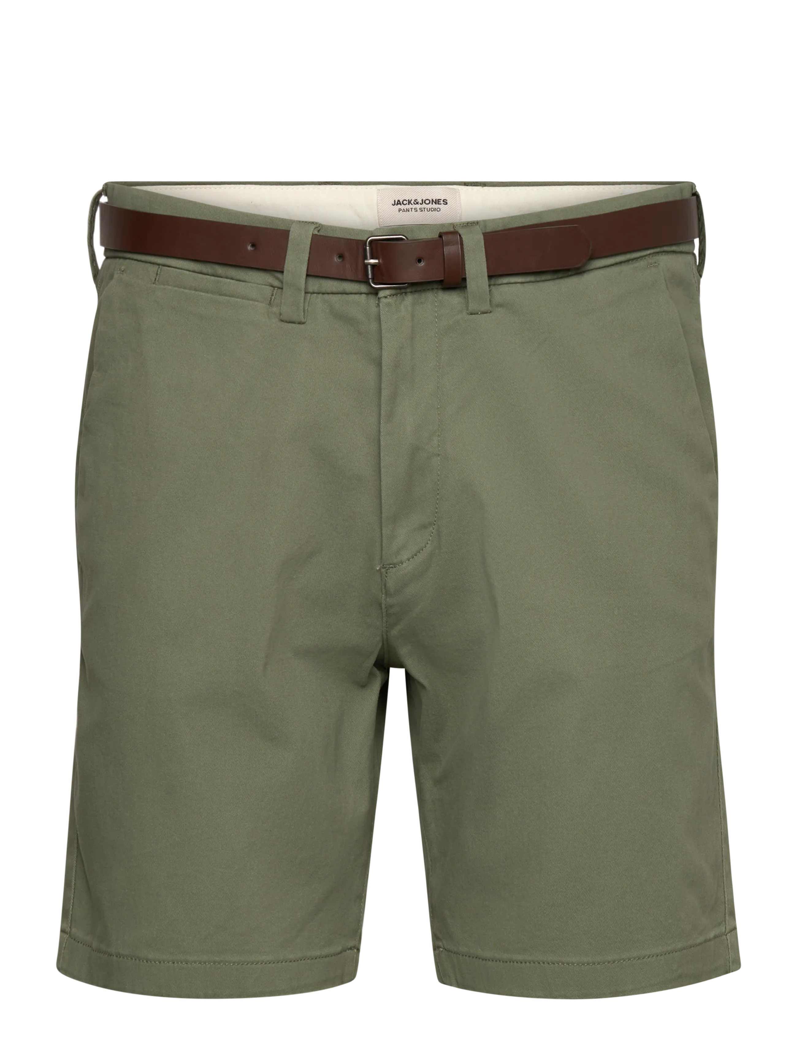 Jack & Jones JPSTADAM BELTED CHINO SHORTS REG - Shorts - DEEP LICHEN GREEN / khaki/green