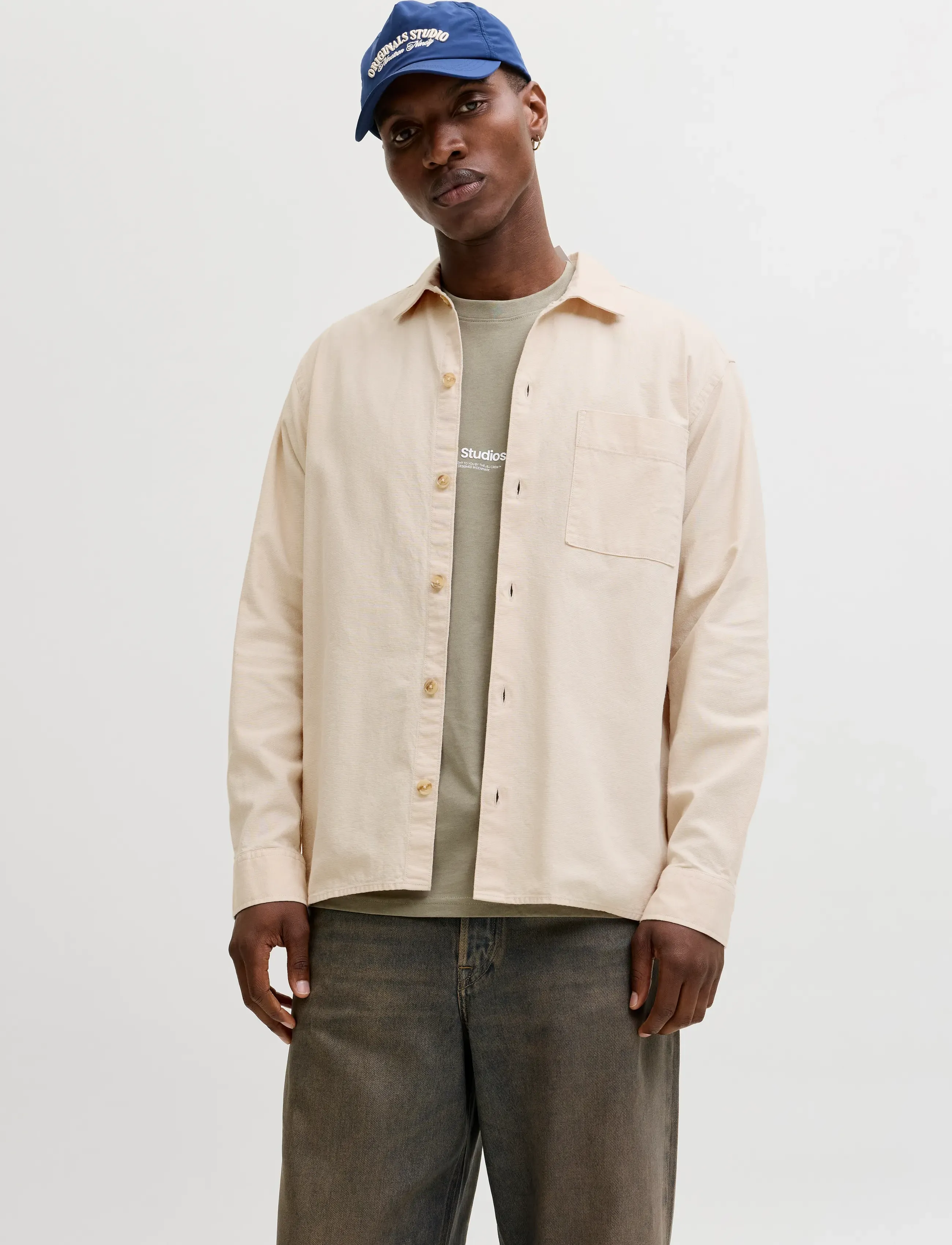 Jack & Jones JJETRISTAN OVERSHIRT LS LN - Looks for less - MOONBEAM / cream
