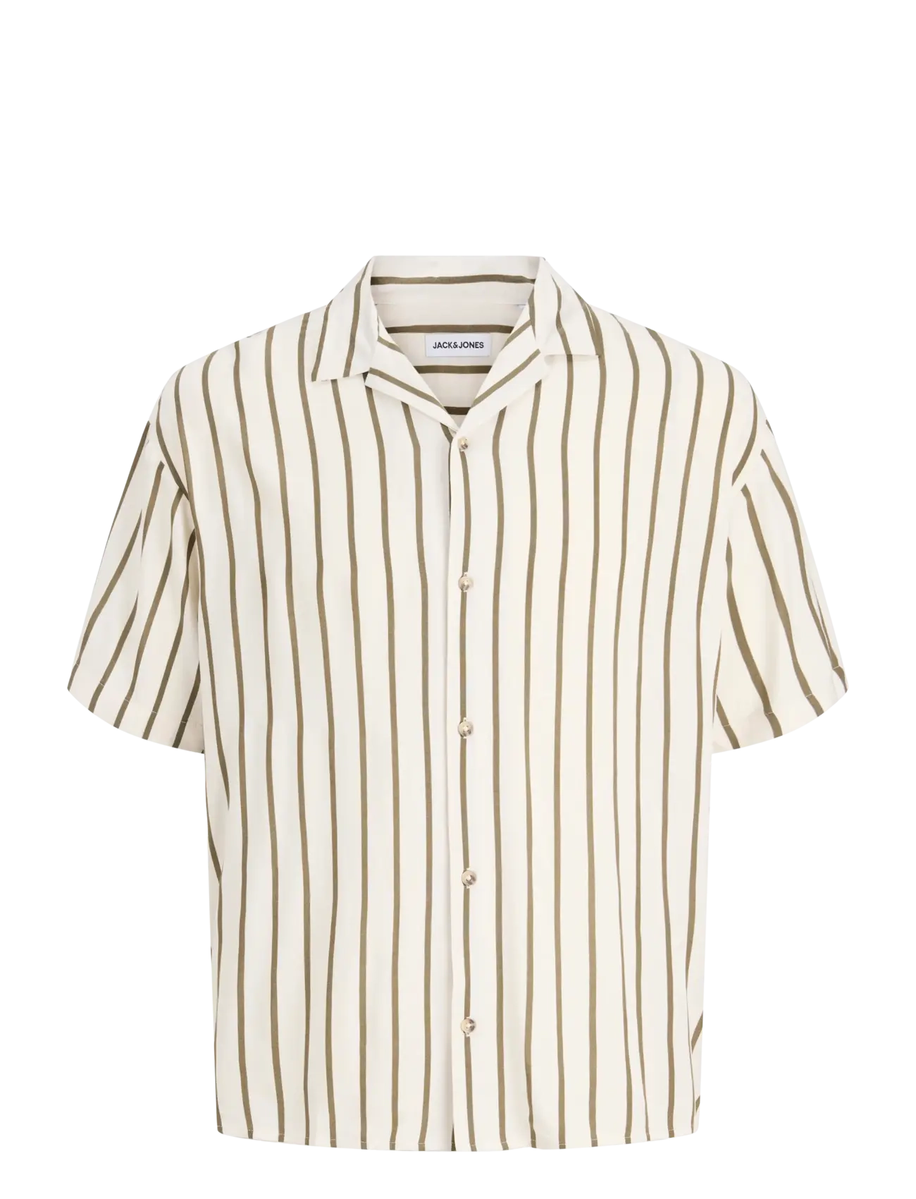 Jack & Jones - JJEJEFF RESORT STRIPE SHIRT S/S SN - röndóttar skyrtur - dusty olive - 1