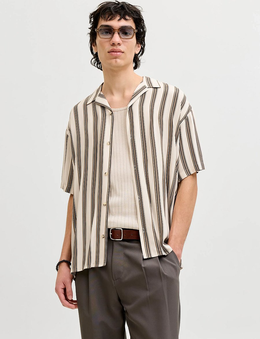 Jack & Jones - JJEJEFF RESORT STRIPE SHIRT S/S SN - striped shirts - moonbeam - 0