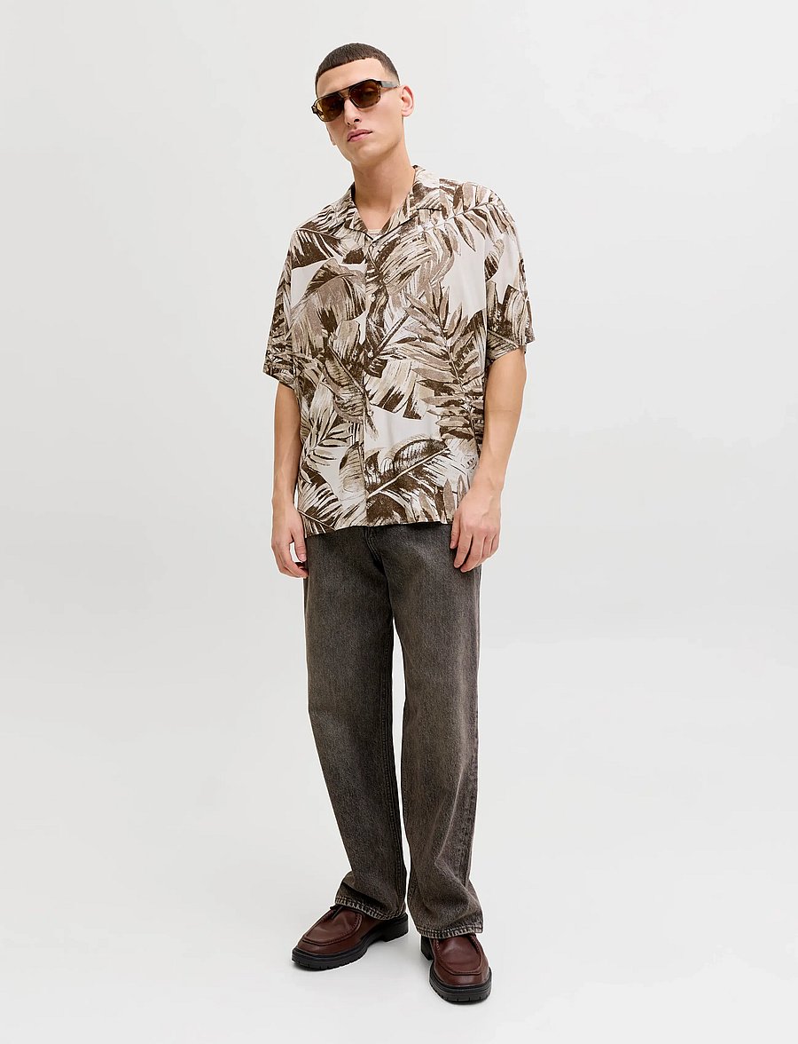 Jack & Jones - JJEJEFF RESORT AOP SHIRT S/S LN - mønstrede skjorter - string - 4