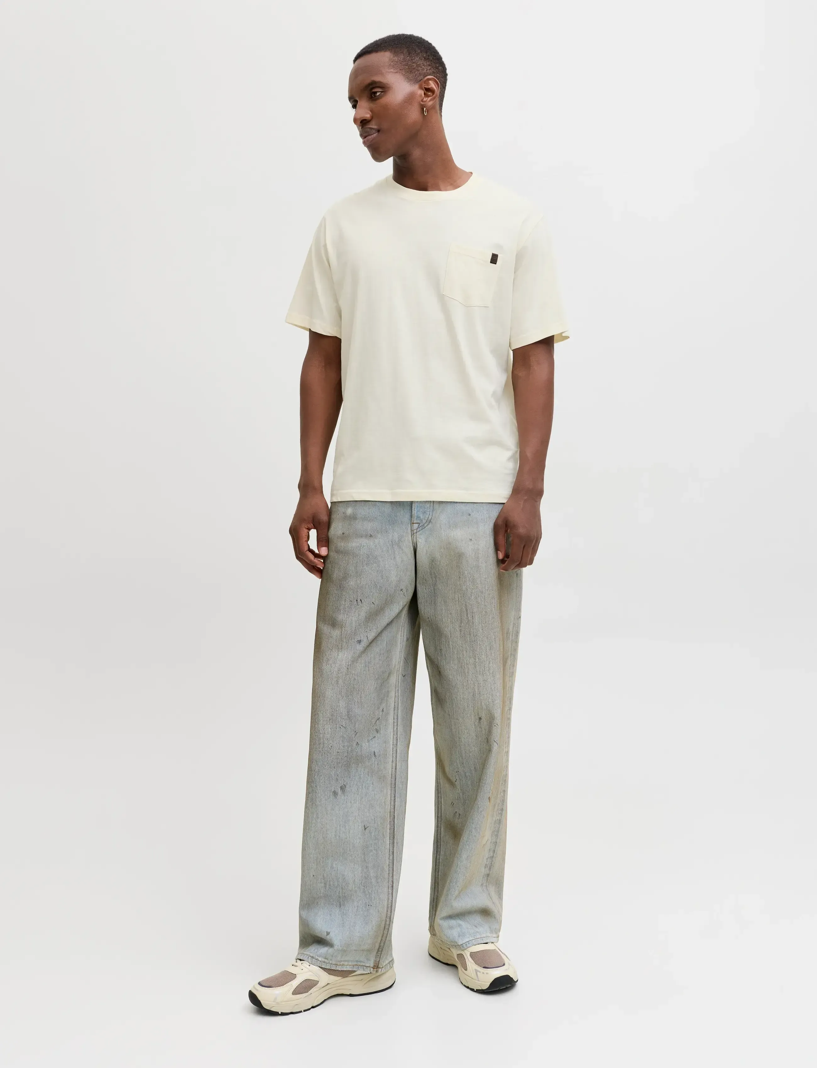 Jack & Jones - JJEDOVER SLUB TEE SS NOOS - short-sleeved t-shirts - antique white - 3