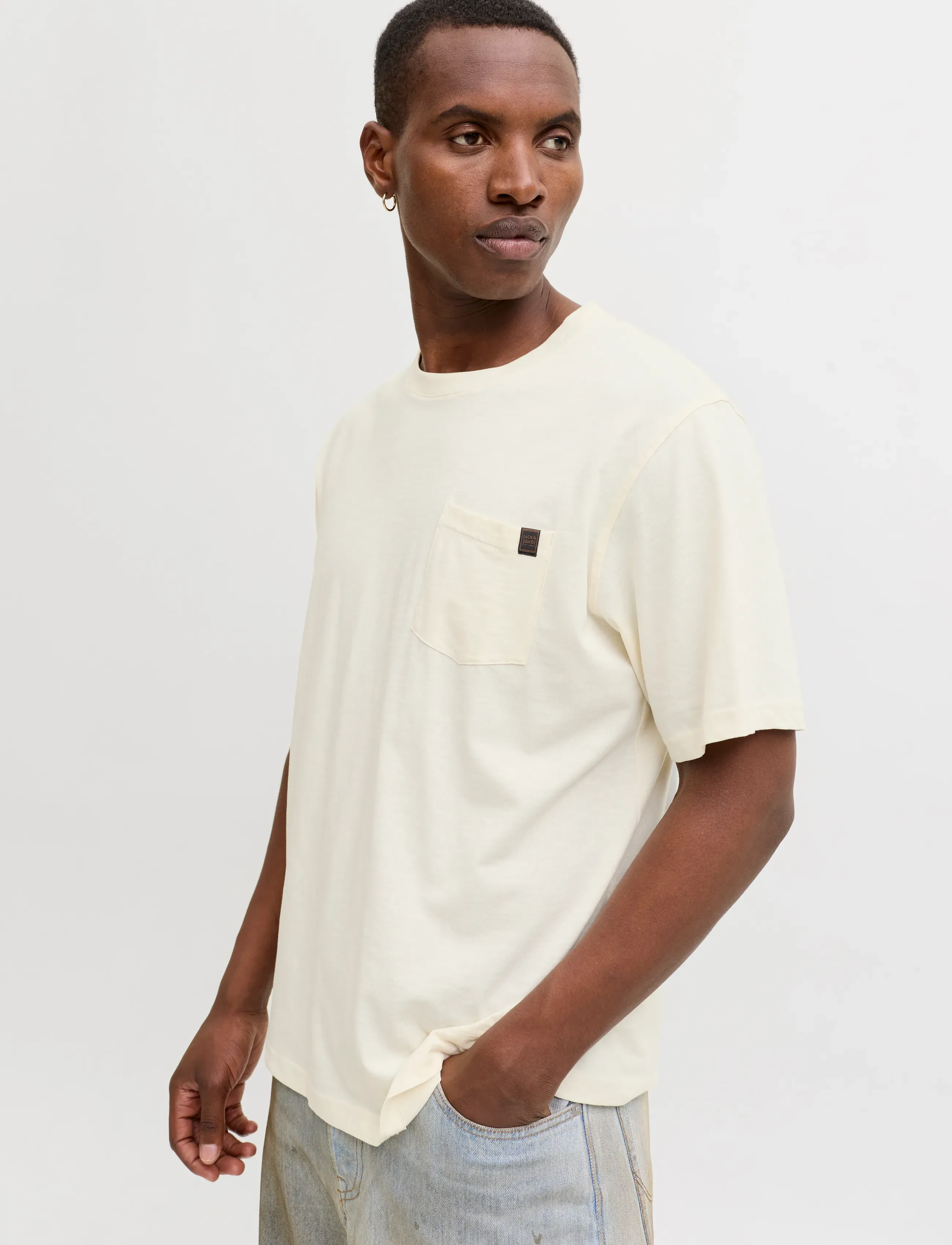 Jack & Jones - JJEDOVER SLUB TEE SS NOOS - short-sleeved t-shirts - antique white - 4