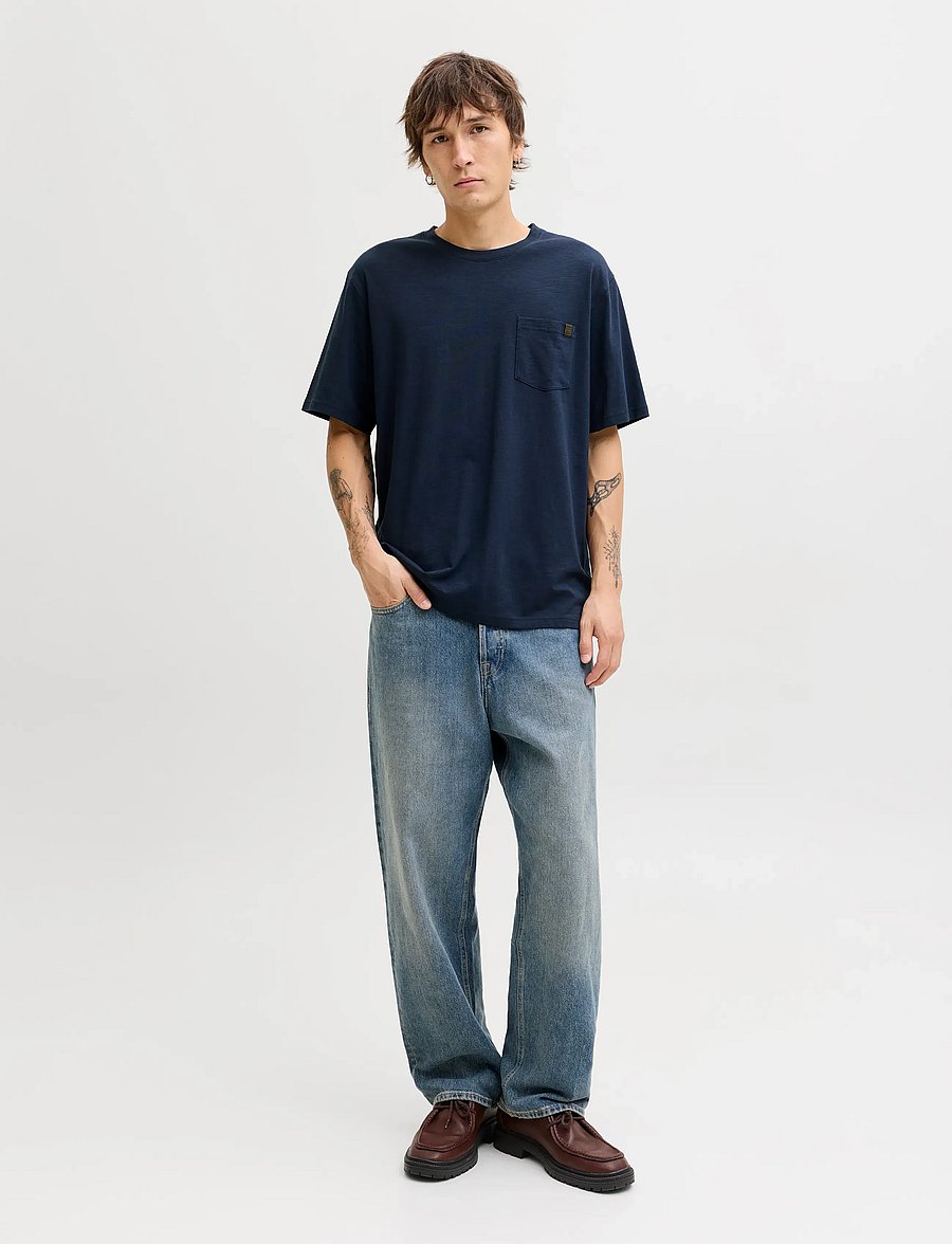 Jack & Jones - JJEDOVER SLUB TEE SS NOOS - lühikeste varrukatega t-särgid - navy blazer - 3