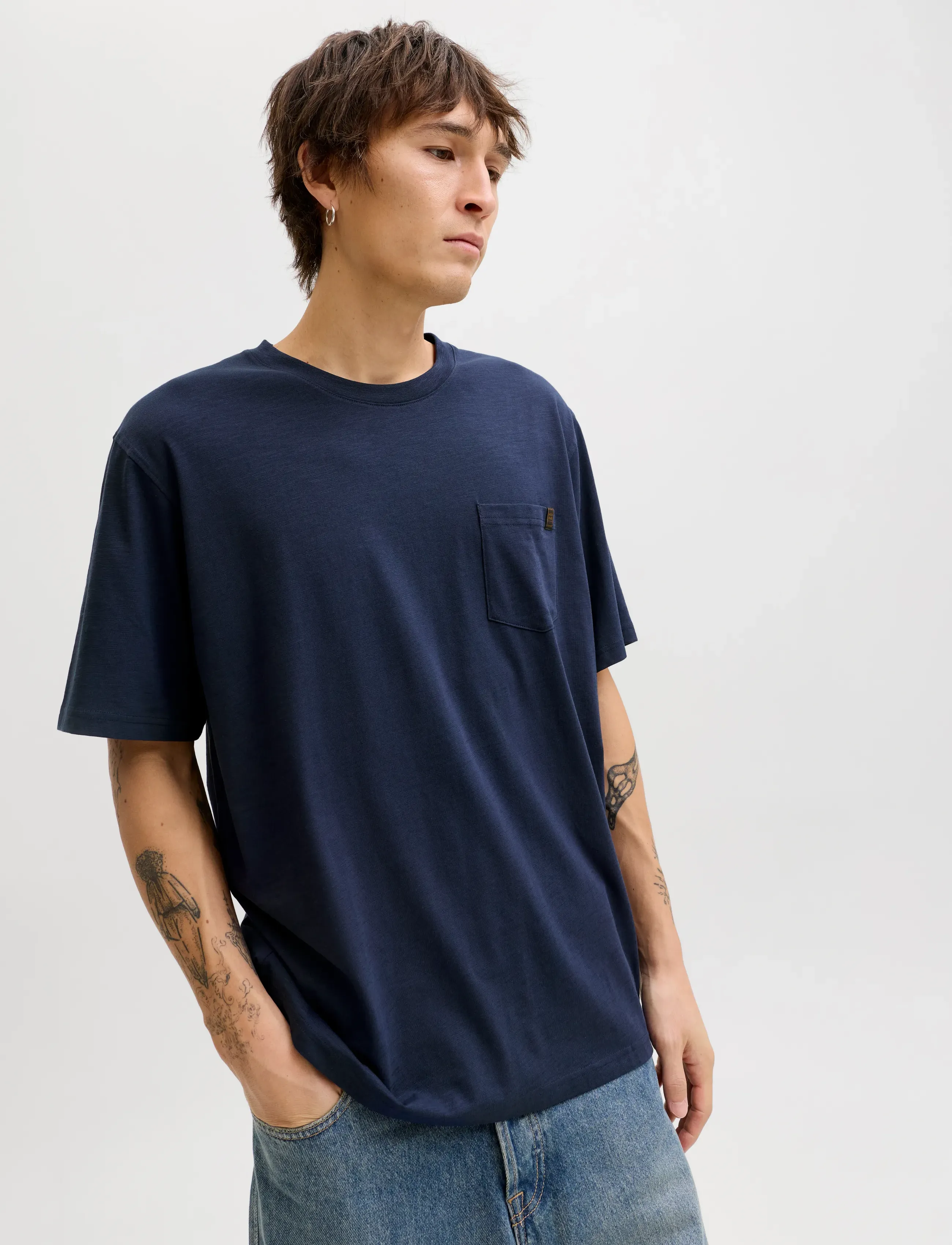 Jack & Jones - JJEDOVER SLUB TEE SS NOOS - lühikeste varrukatega t-särgid - navy blazer - 5