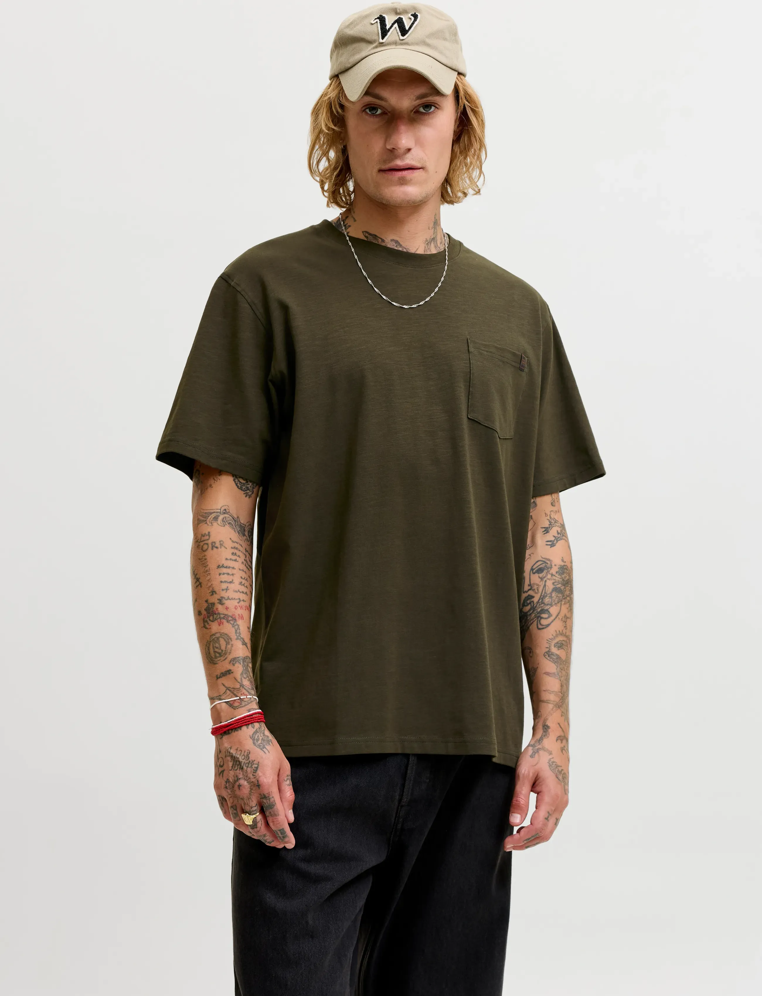 Jack & Jones JJEDOVER SLUB TEE SS NOOS - Lühikeste varrukatega T-särgid - ROSIN / khaki/green