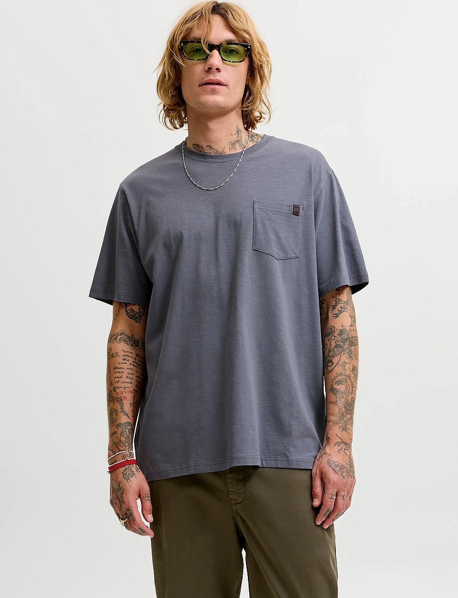 Jack & Jones - JJEDOVER SLUB TEE SS NOOS - kortärmade t-shirts - turbulence - 0