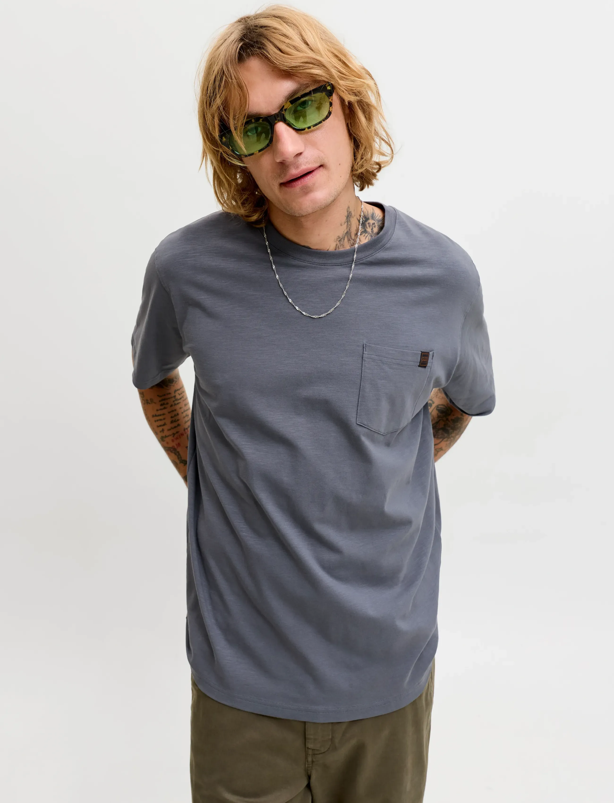 Jack & Jones - JJEDOVER SLUB TEE SS NOOS - kortärmade t-shirts - turbulence - 5