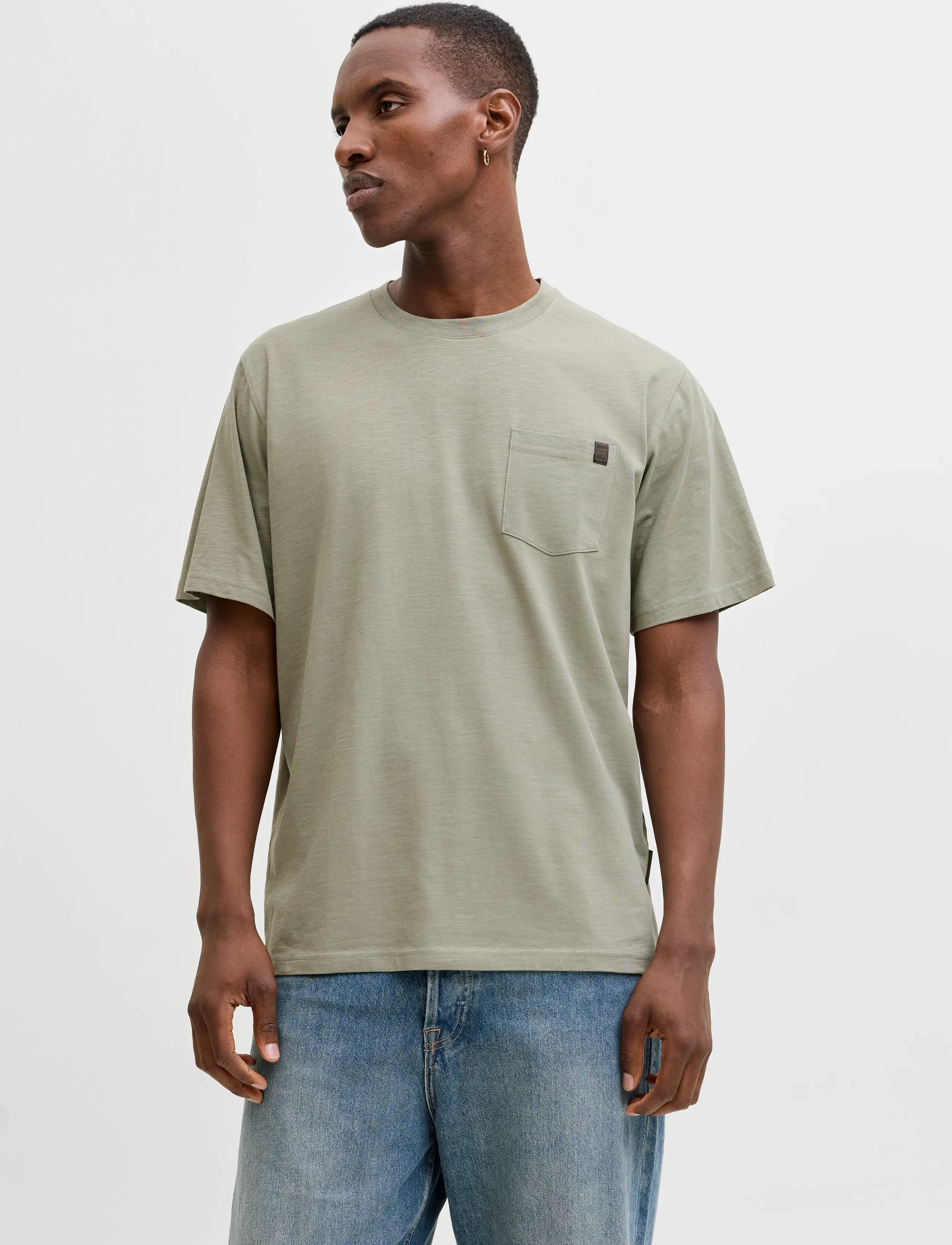 Jack & Jones JJEDOVER SLUB TEE SS NOOS - T-shirts - VETIVER / khaki/green