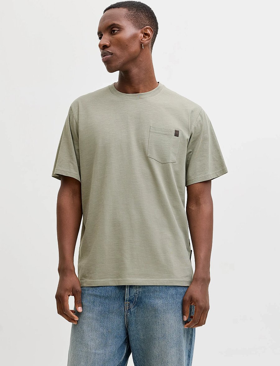 Jack & Jones - JJEDOVER SLUB TEE SS NOOS - kortärmade t-shirts - vetiver - 0
