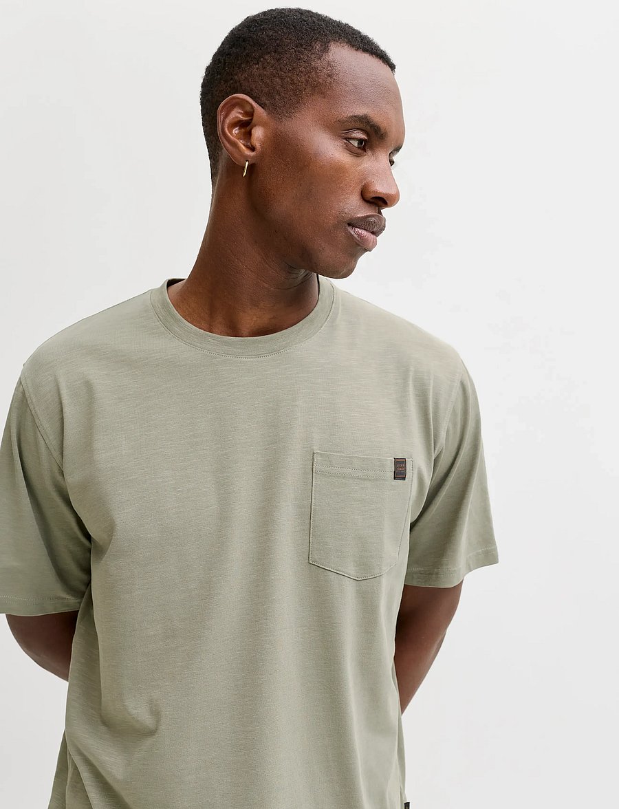 Jack & Jones - JJEDOVER SLUB TEE SS NOOS - kurzärmelige t-shirts - vetiver - 5