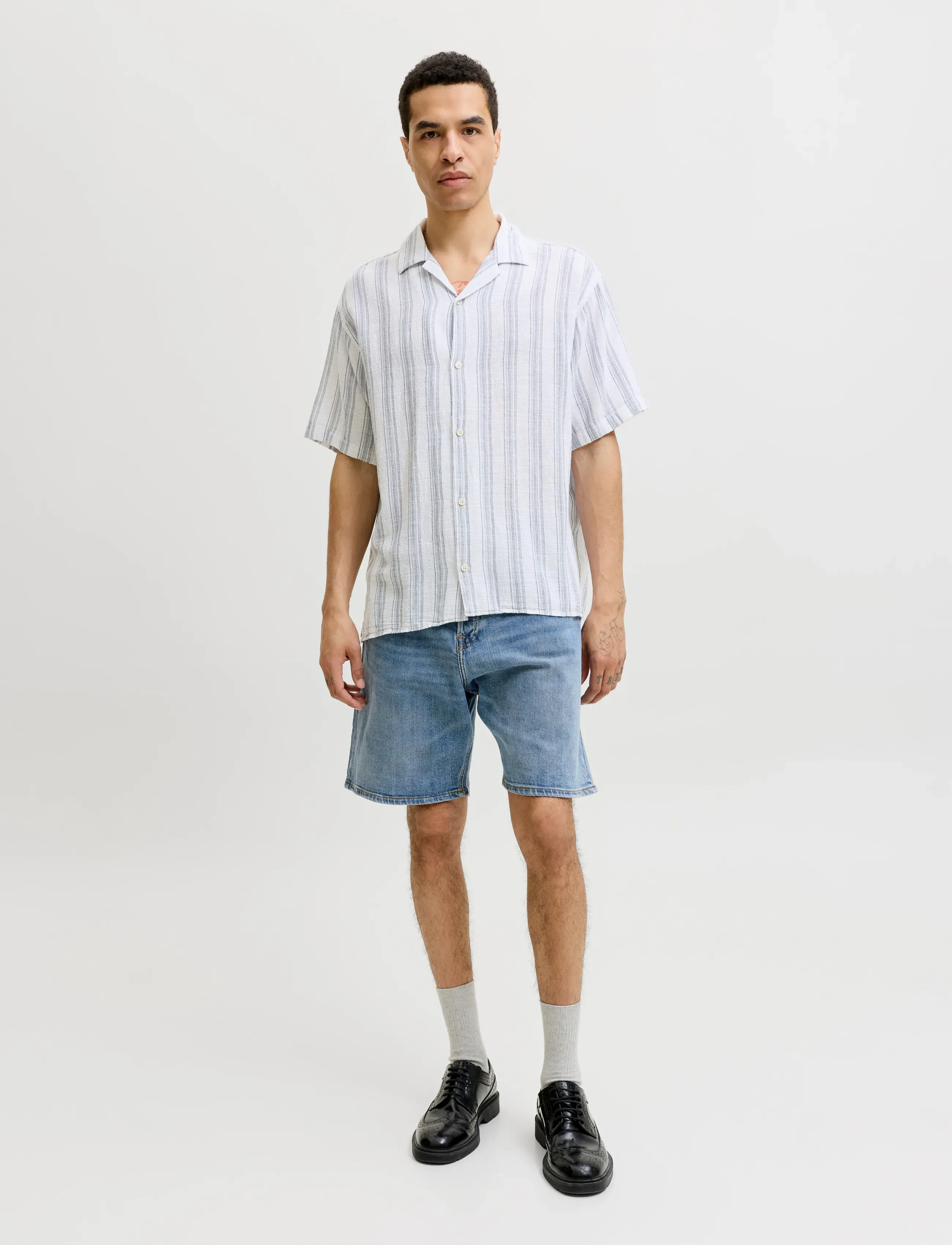 Jack & Jones - JJELIAM RESORT SHIRT SS SN - stribede skjorter - celestial blue - 3