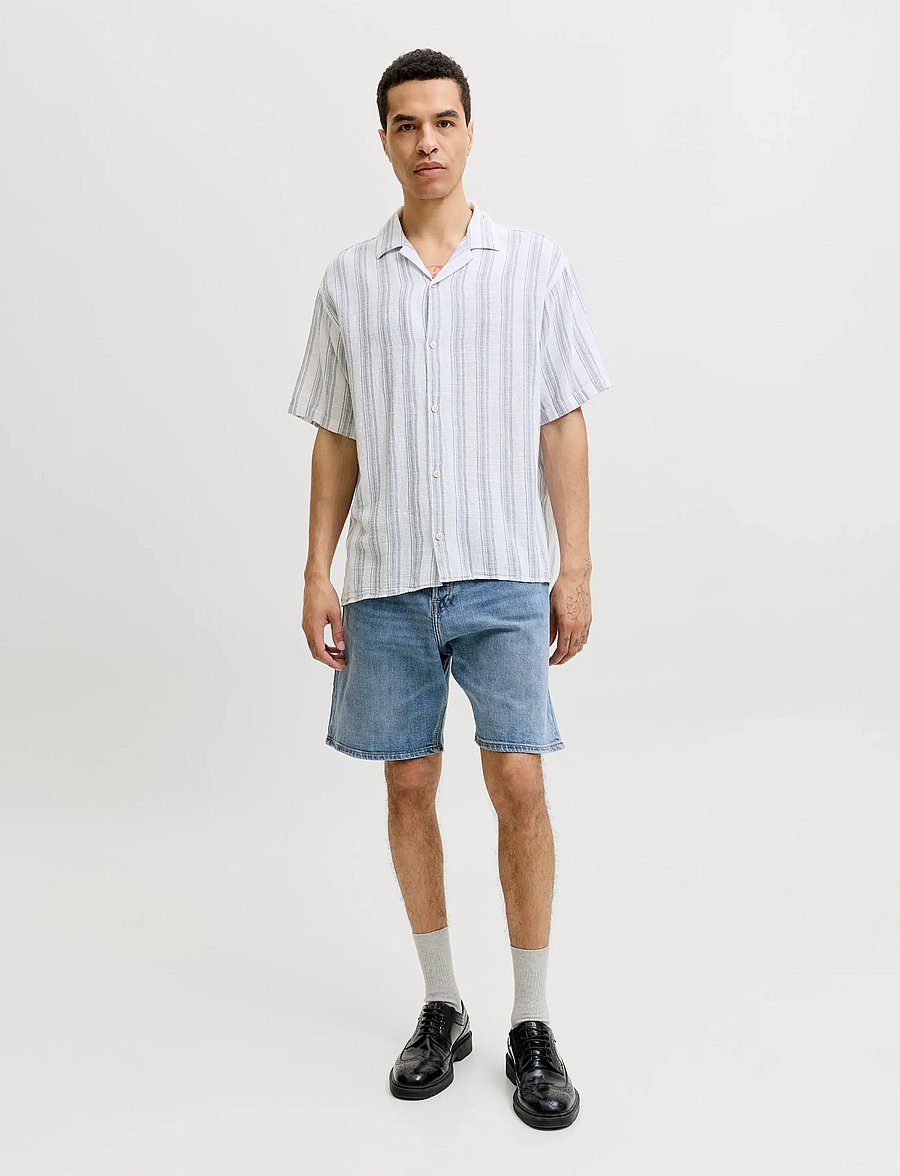Jack & Jones - JJELIAM RESORT SHIRT SS SN - stribede skjorter - celestial blue - 3