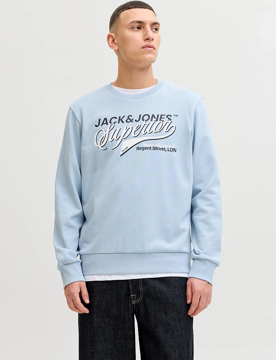 Jack & Jones - JJELOGO SWEAT CREW NECK 2 COL SS26 - collections - celestial blue - 0