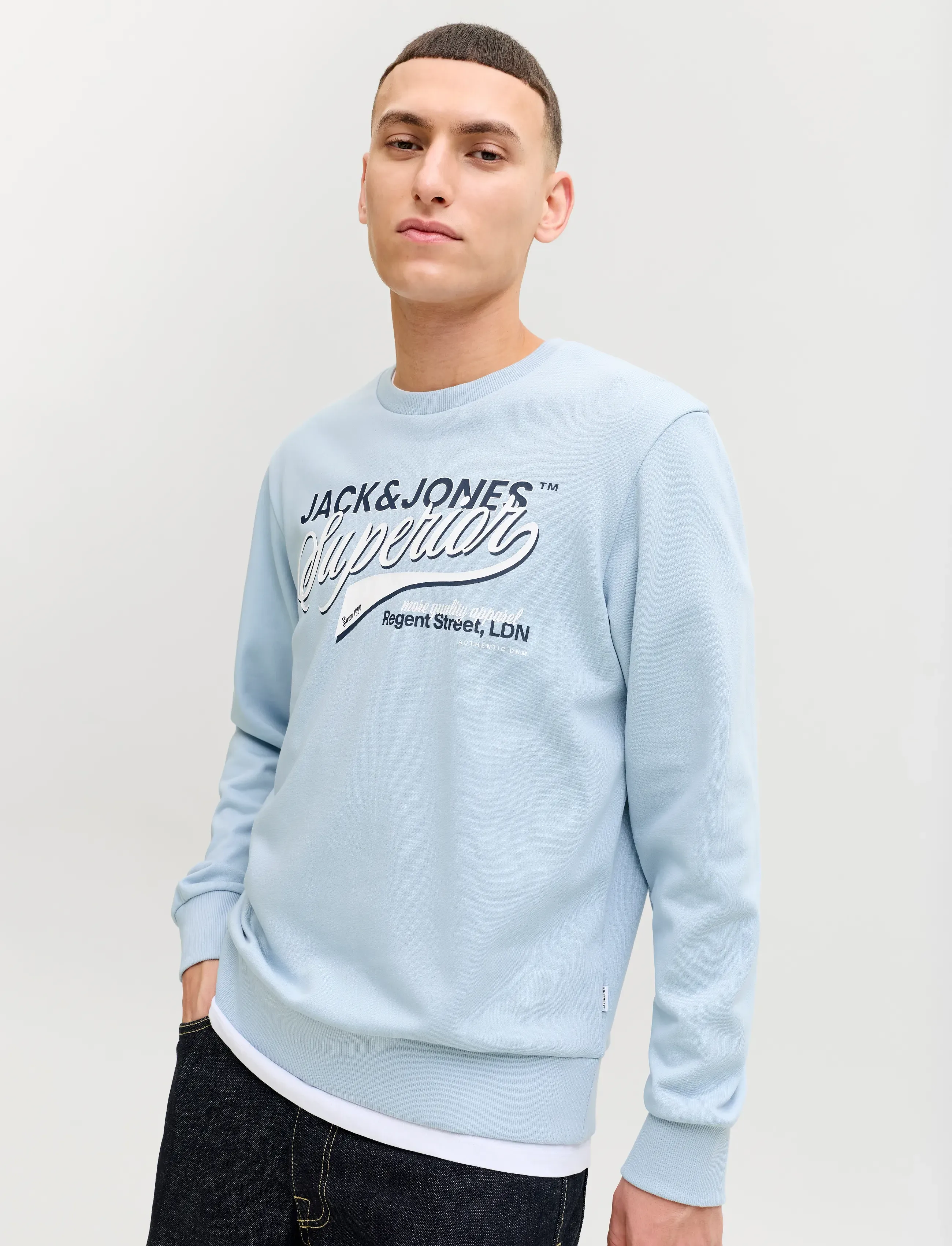 Jack & Jones - JJELOGO SWEAT CREW NECK 2 COL SS26 - kollektioner - celestial blue - 5