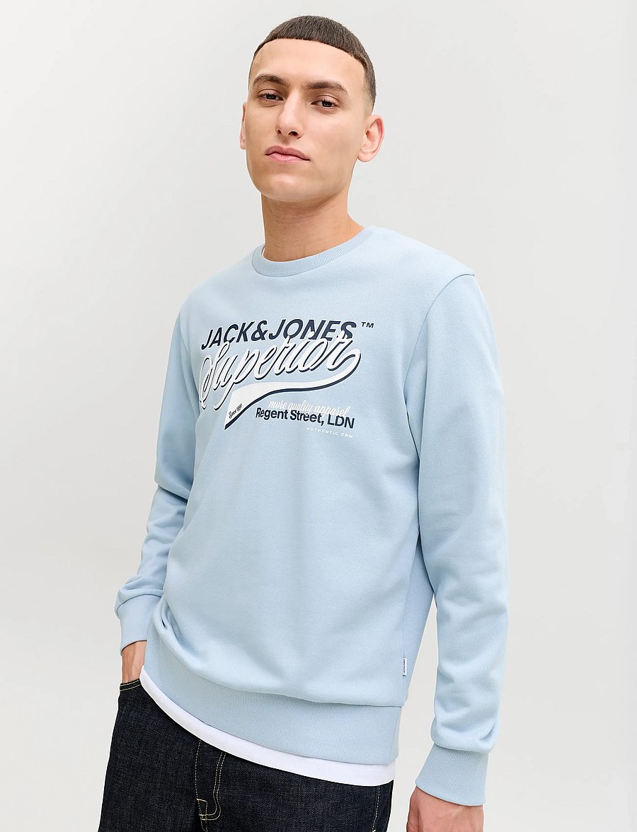 Jack & Jones - JJELOGO SWEAT CREW NECK 2 COL SS26 - collections - celestial blue - 5