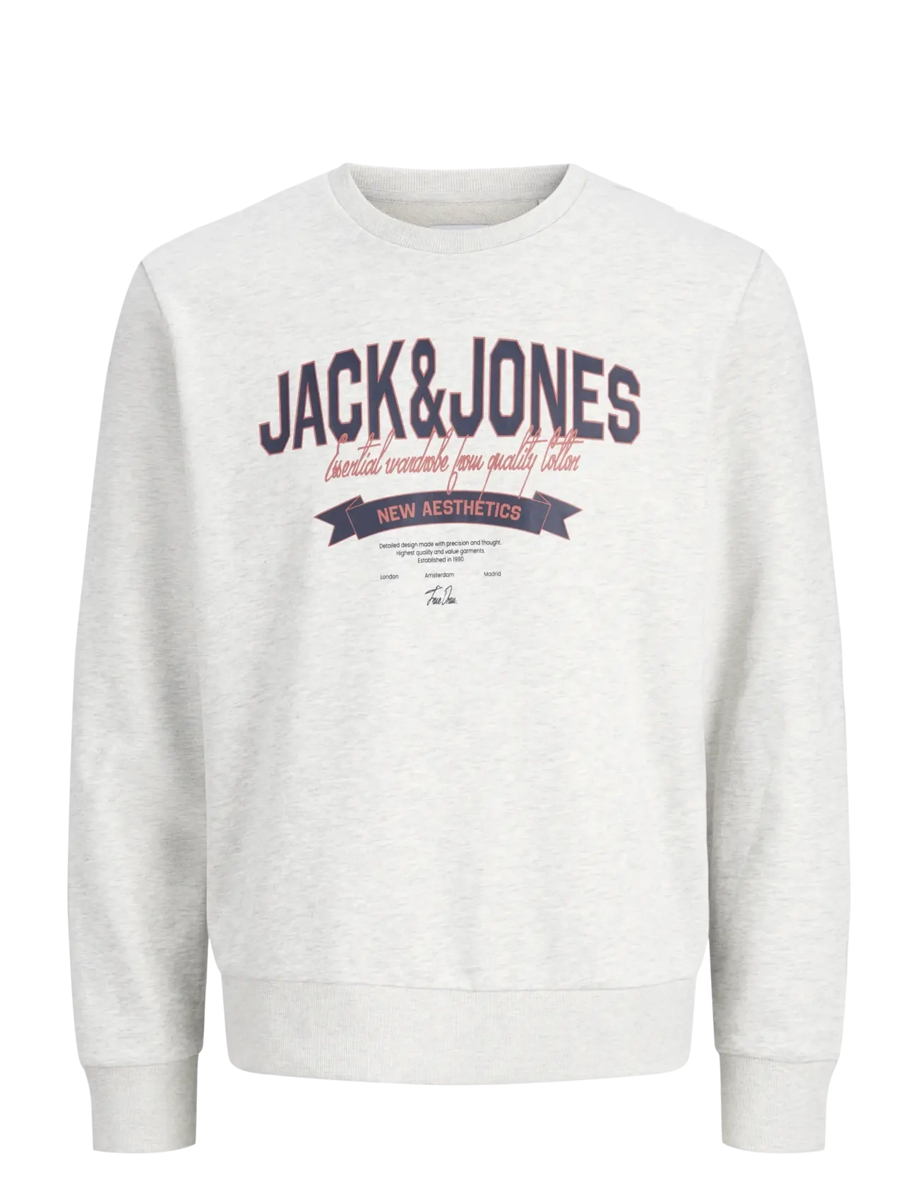 Jack & Jones JJELOGO SWEAT CREW NECK 2 COL SS26 - Sweatshirts & Kapuzenpullover - WHITE MELANGE / grey