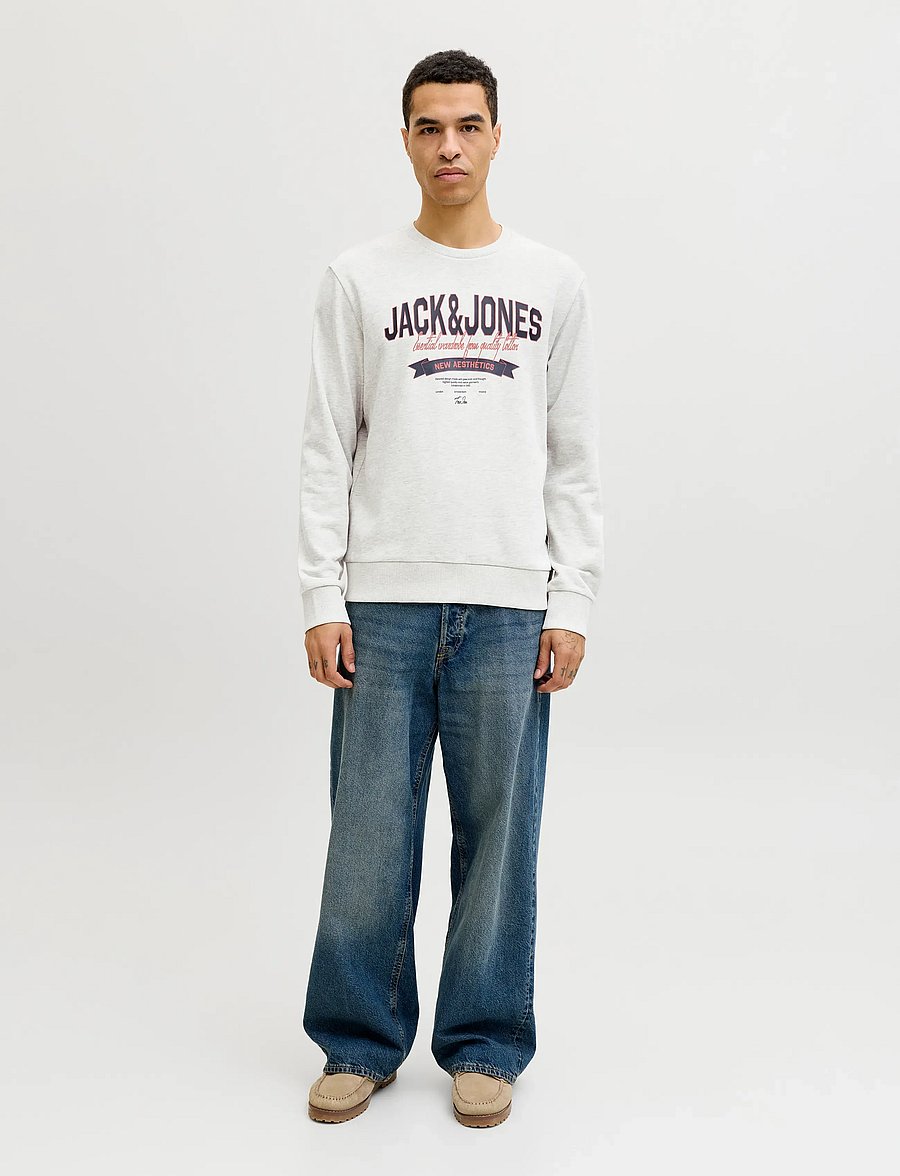 Jack & Jones - JJELOGO SWEAT CREW NECK 2 COL SS26 - kollektioner - white melange - 3