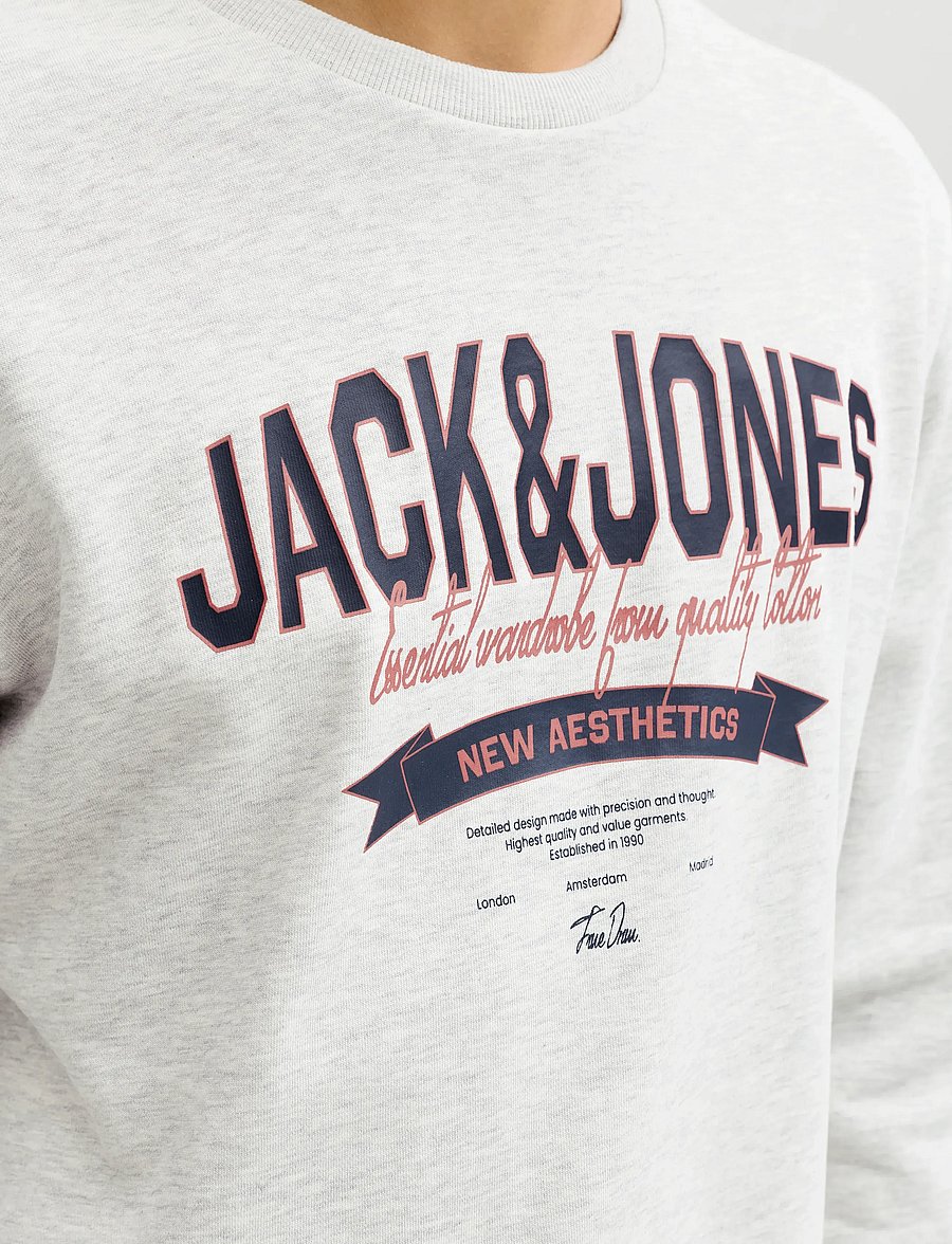 Jack & Jones - JJELOGO SWEAT CREW NECK 2 COL SS26 - kollektioner - white melange - 4