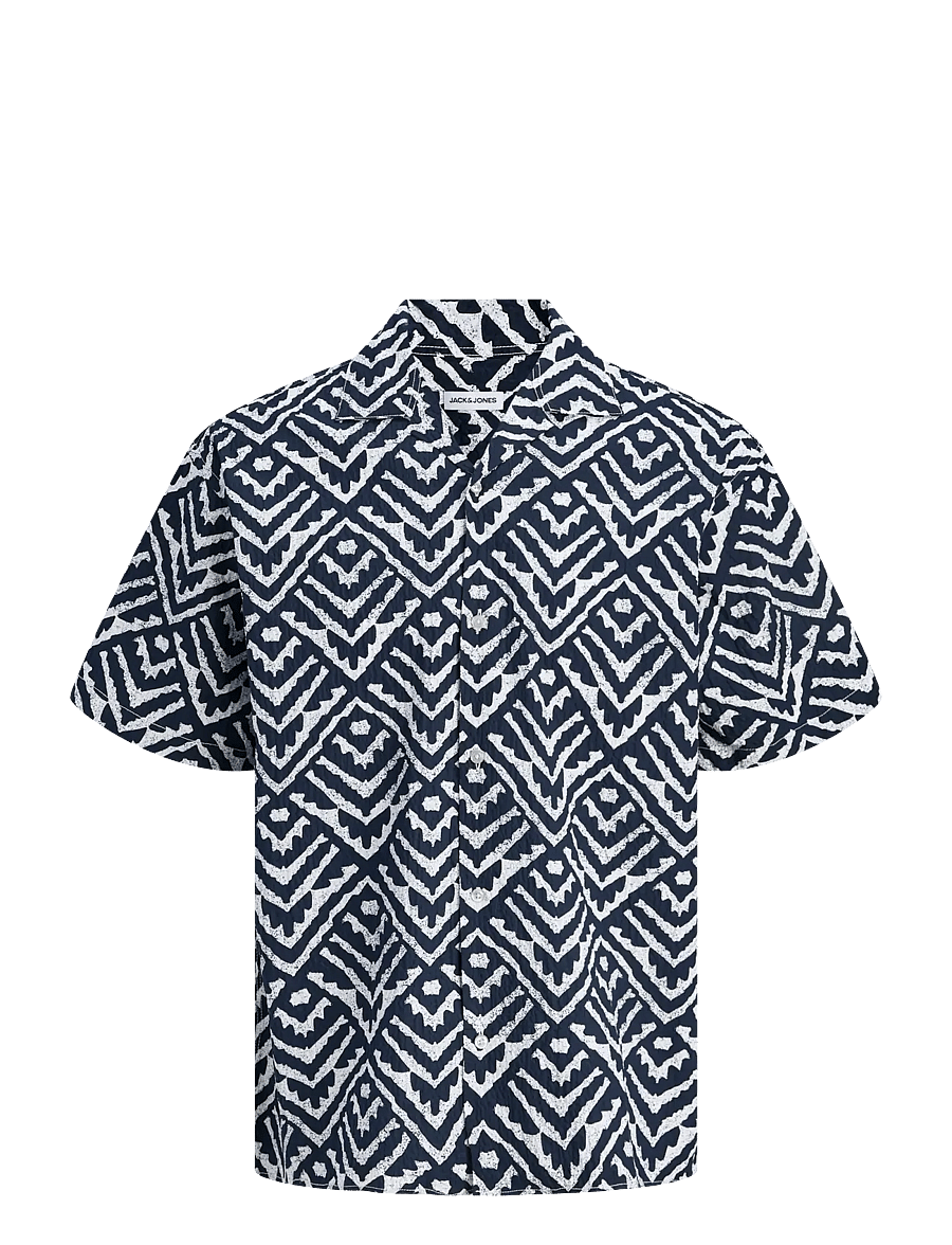 Jack & Jones - JJMILO SEERSUCKER RESORT SHIRT SS - kortærmede skjorter - sky captain - 1