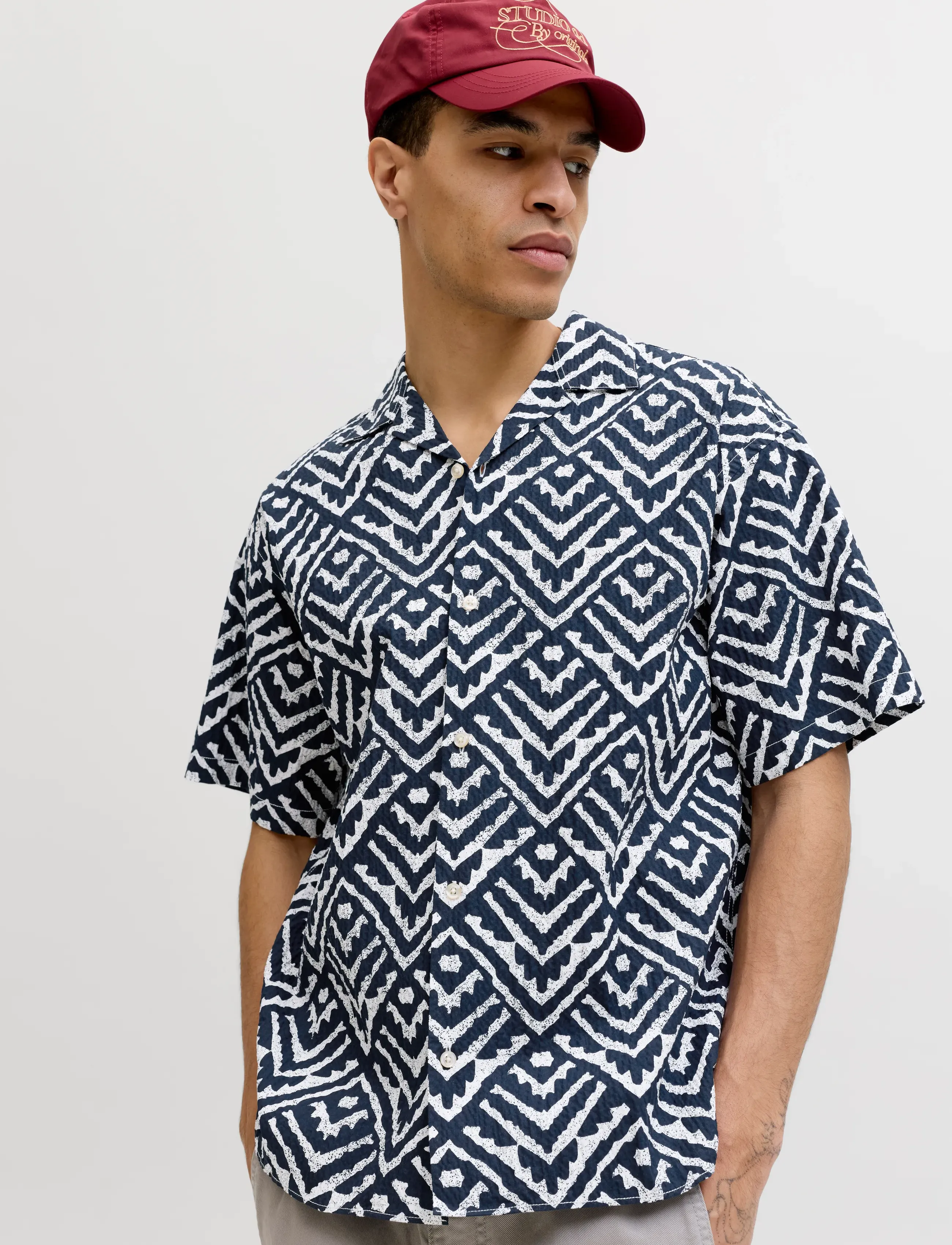 JACK & JONES Jjmilo Seersucker Resort Shirt Ss kortärmade skjortor herr – bild 5