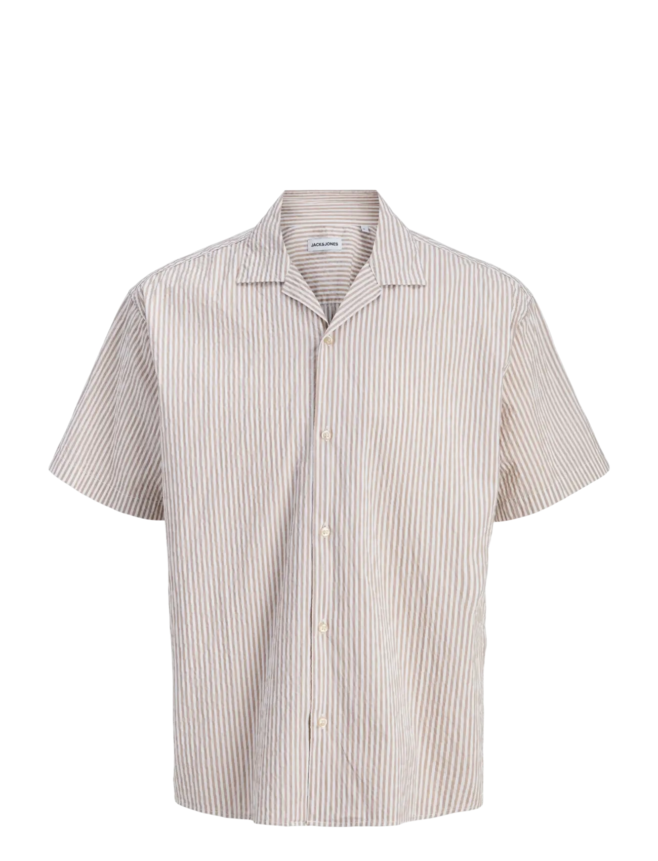 JACK & JONES Jjmilo Seersucker Resort Shirt Ss Cream - XS - Herren