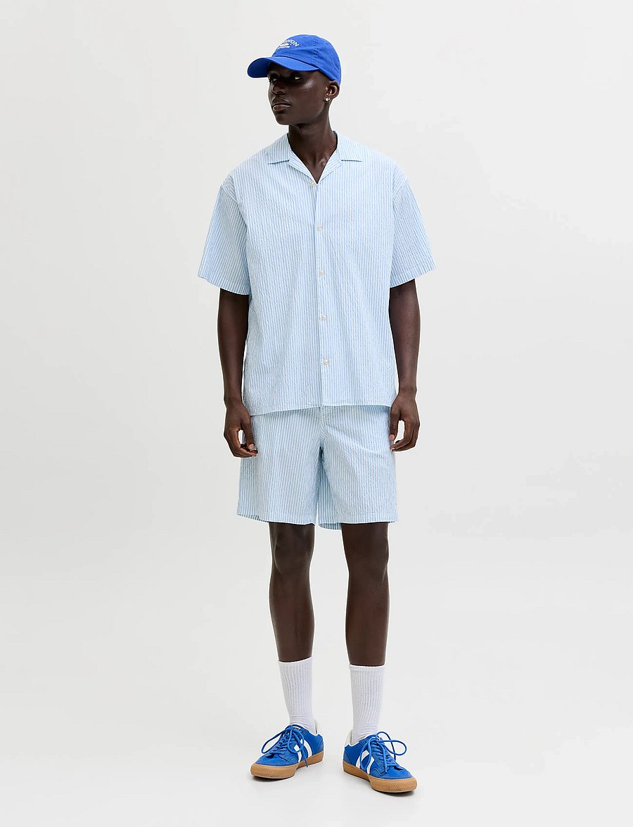 Jack & Jones - JPSTJAIDEN MILO SEERSUCKER SHORT REG - casual shorts - cashmere blue - 4